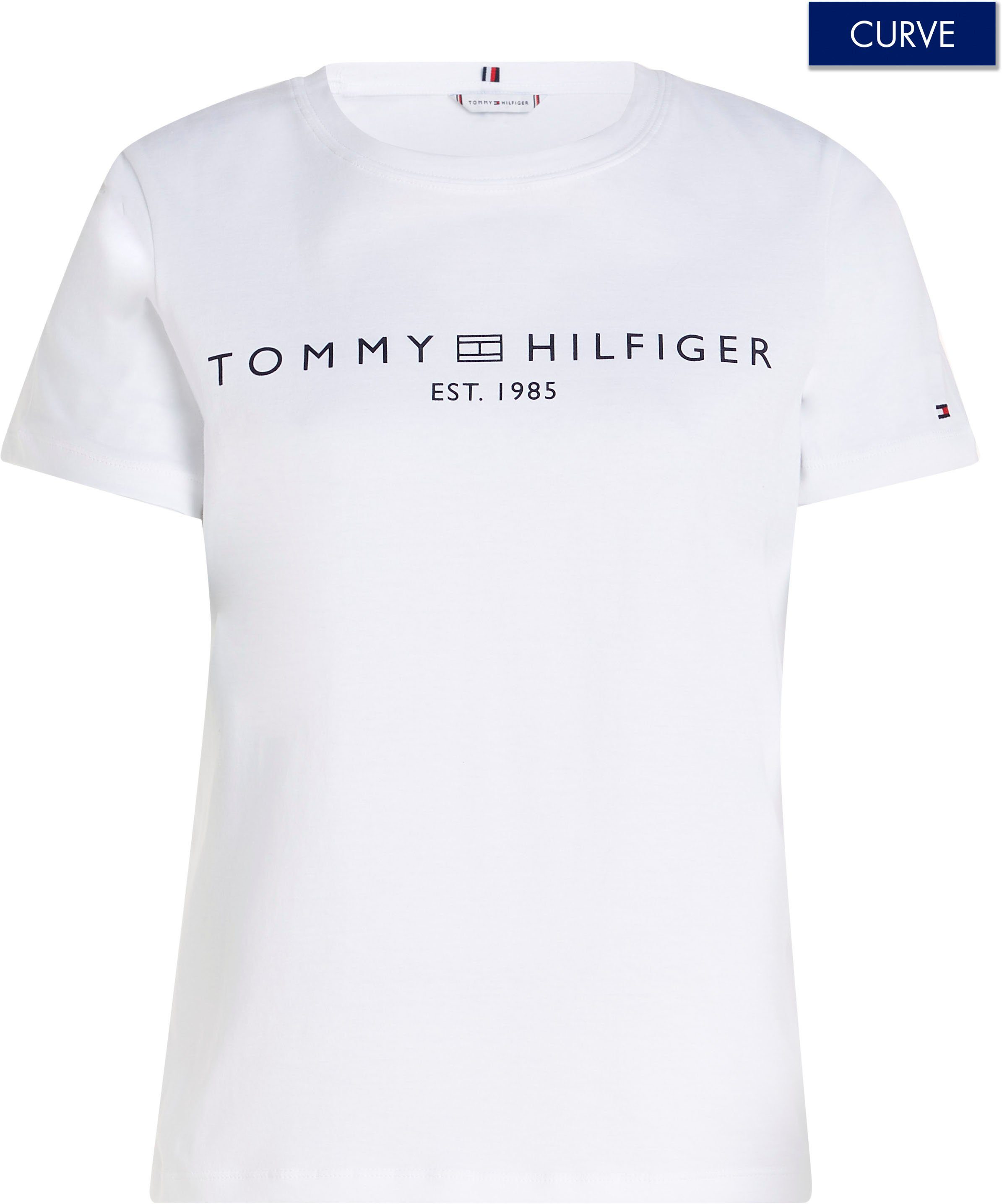 Tommy Hilfiger Curve Rundhalsshirt CRV REG CORP LOGO C-NK SS mit Logostickerei