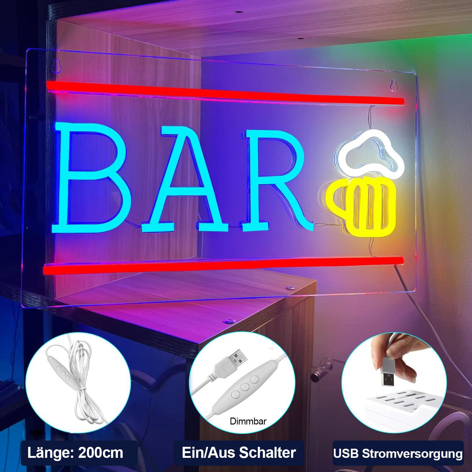 JIBENNEON LED Dekoobjekt LED-Neonschild Bar Leuchtreklame günstig online kaufen