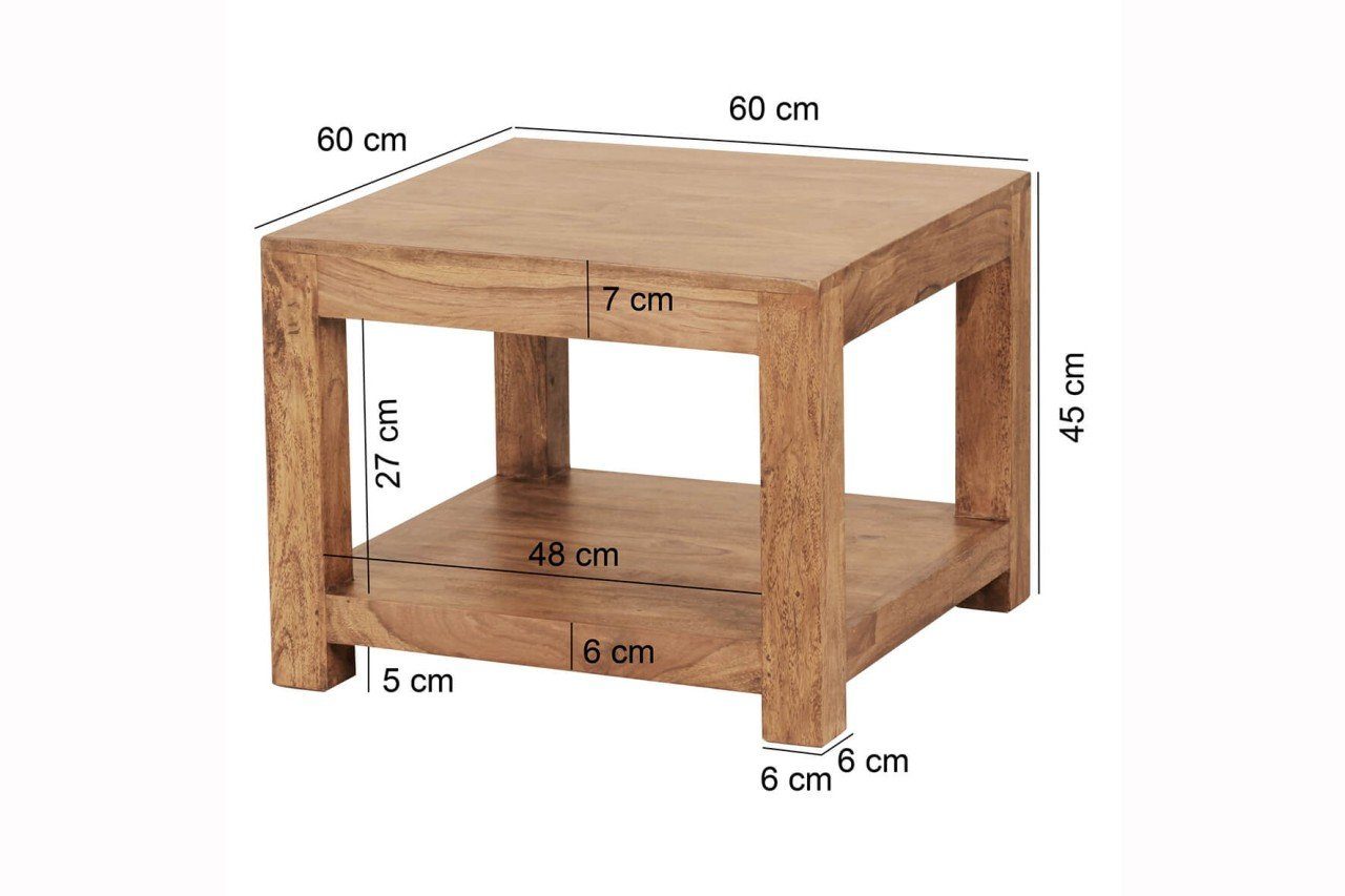 Couchtisch Akazie ALAINA tinkaro Braun Wohnzimmer-Tisch Massiv-Holz