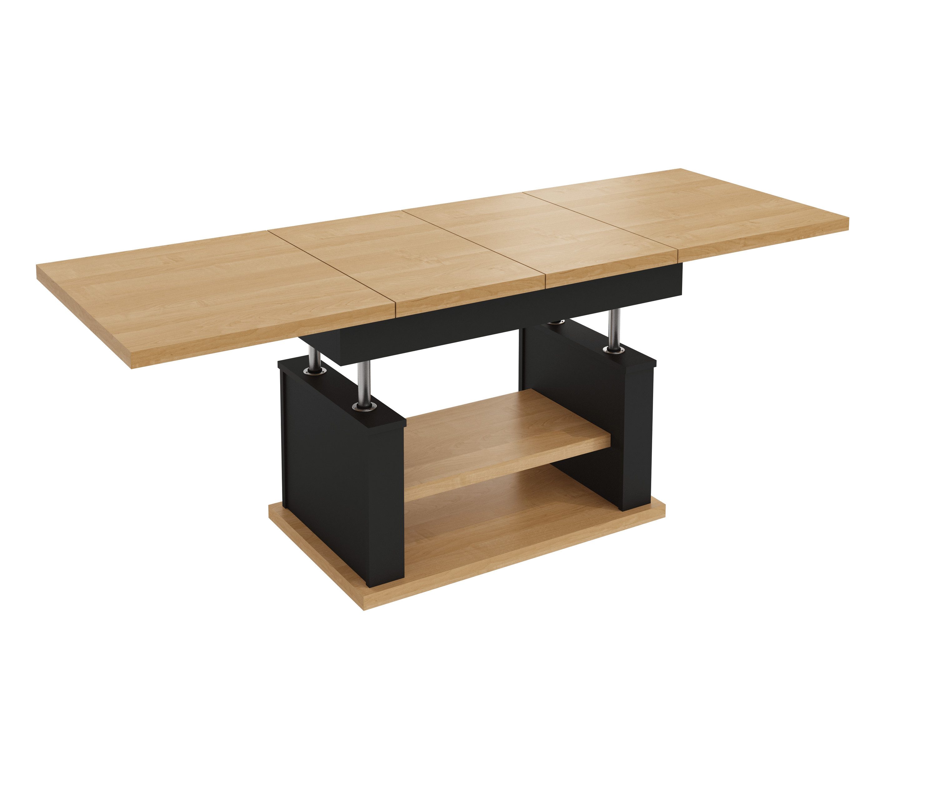 designimpex Couchtisch DA-666 höhenverstellbar ausziehbar 120/200 cm Esstisch Wohnzimmer, Funktionstisch, Wohnzimmertisch, Tisch, Esstisch, Sofatisch, Schublade
