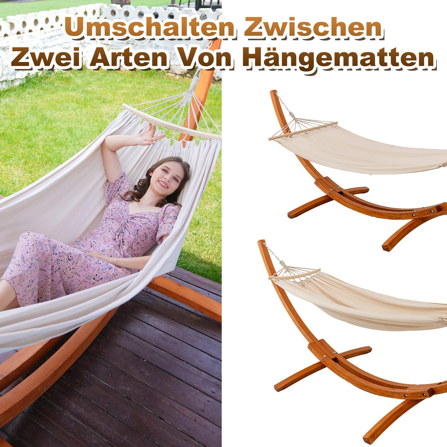 HOMAVO Hängematte mit Gestell, Mit 2 günstig online kaufen