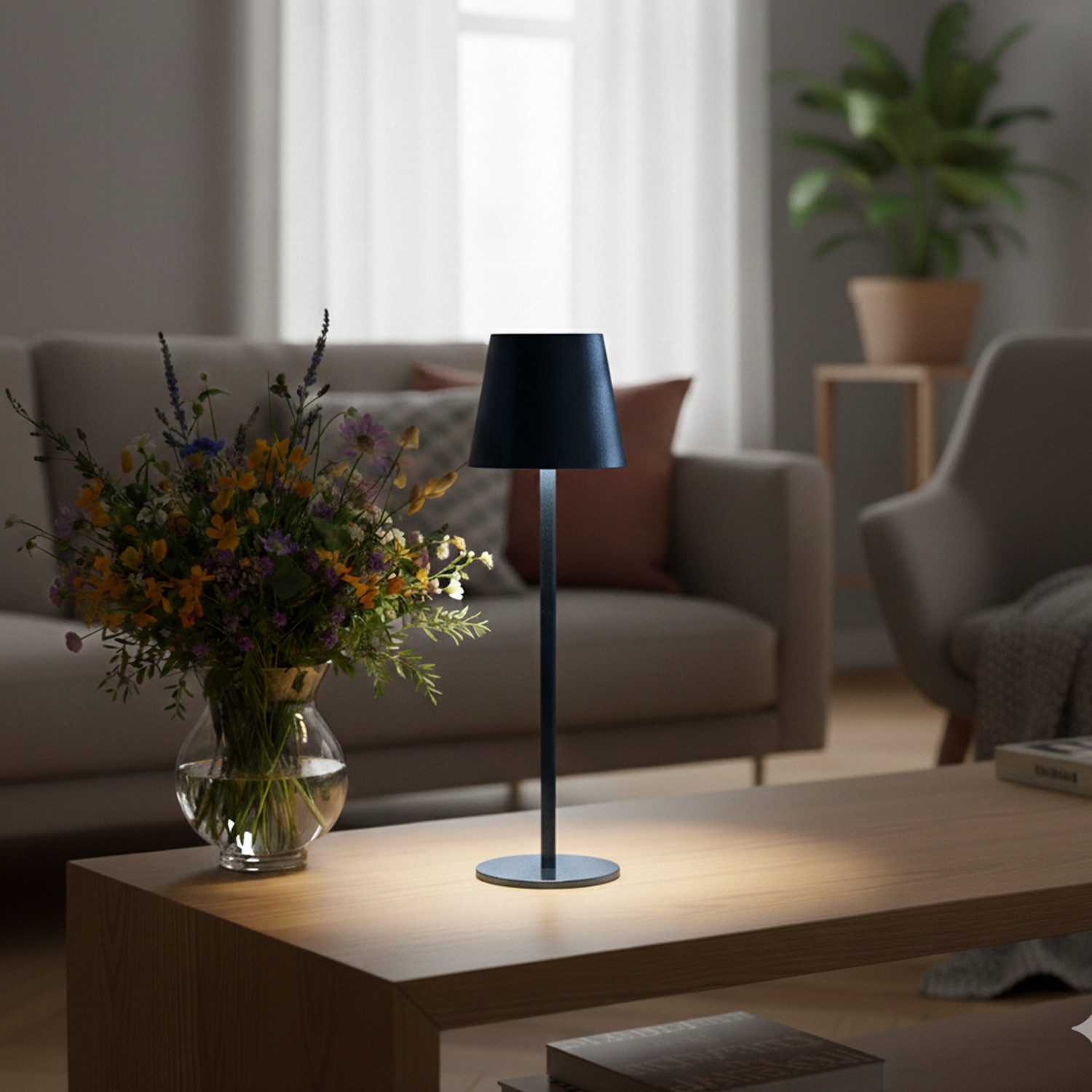 Coen Bakker Deco BV LED Außen-Tischleuchte Touch Tischlampe Dimmbar Akku IP44 Glatt Groß, Touch-Funktion, LED fest verbaut, Kaltweiß, Warmweiß, Tageslichtweiß,  – Bild 2 von 5