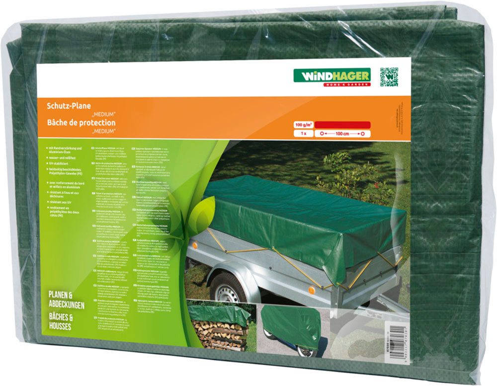 Windhager Schutzplane Medium, Abdeckplane für Draußen (1-St), Holz-, Allzweckplane, Grammatur 100g/m², 3 x 5 m