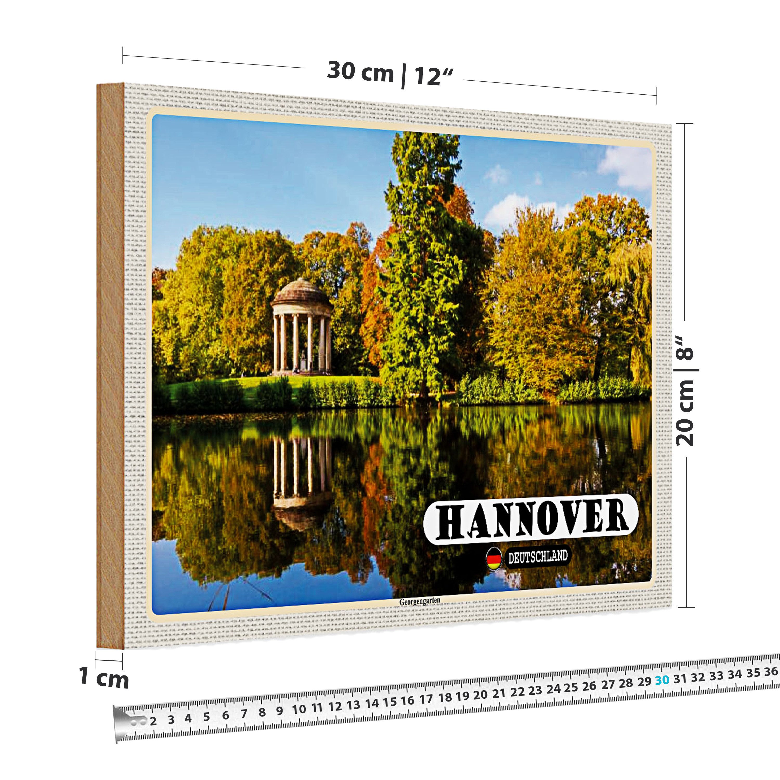 Roomando Holzbild Holzschild Städte Hannover Blick auf Georgengarten 30x20cm