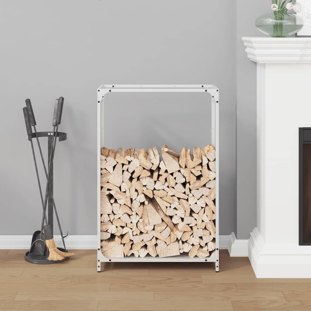 vidaXL Kaminholzregal Brennholzregal Weiß 60x28x90 cm Kaltgewalzter Stahl