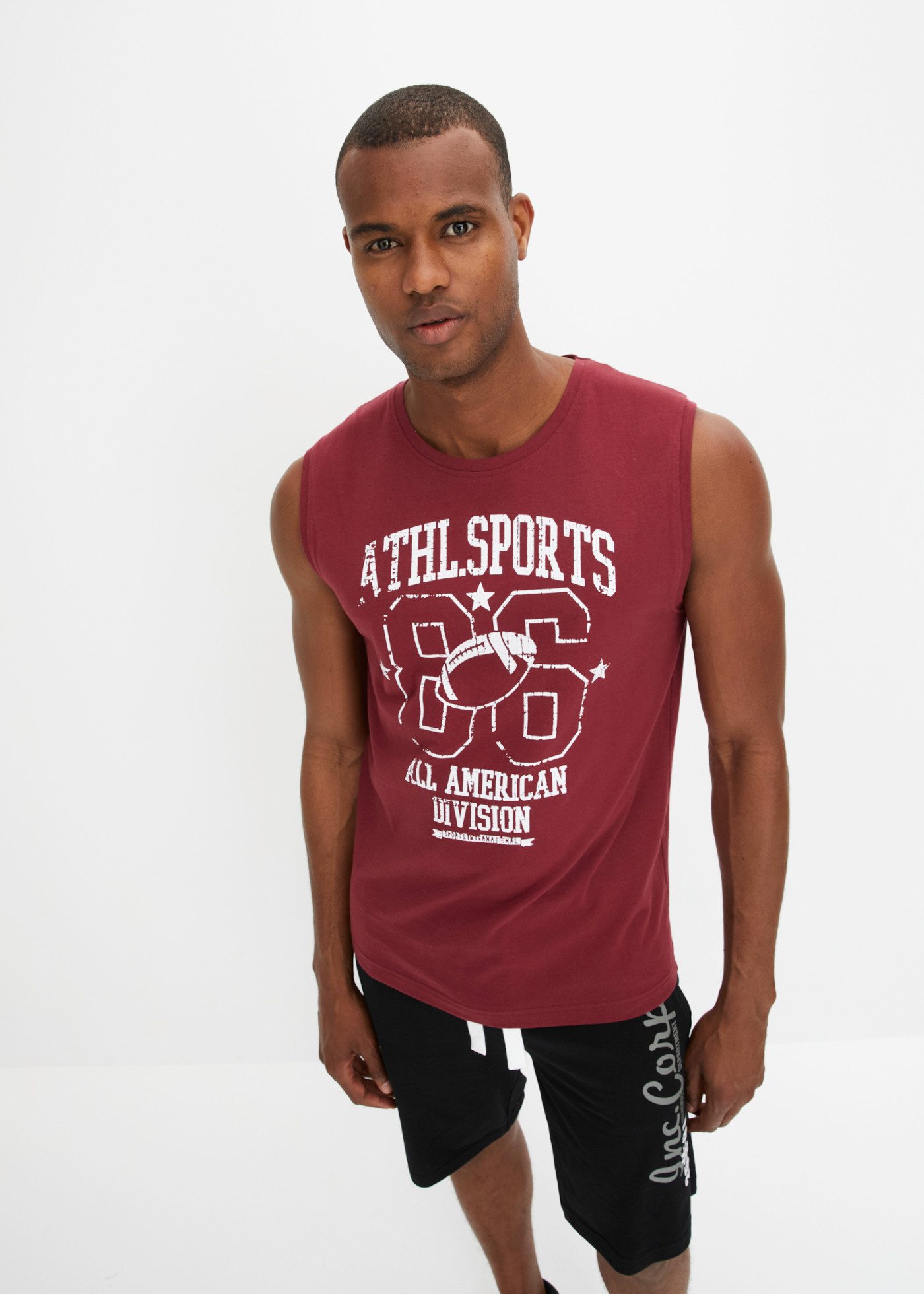 bonprix Shirttop (Packung, 2er) aus Baumwolle, ärmellos, im 2er-Pack, mit sportlichem Print
