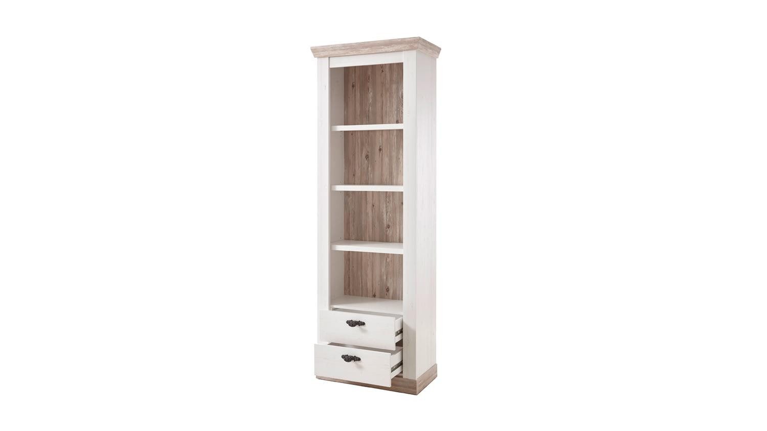 Möbel Akut Standregal Regal Florenz Bücherregal Standregal in Oslo Pinie weiß 71 cm