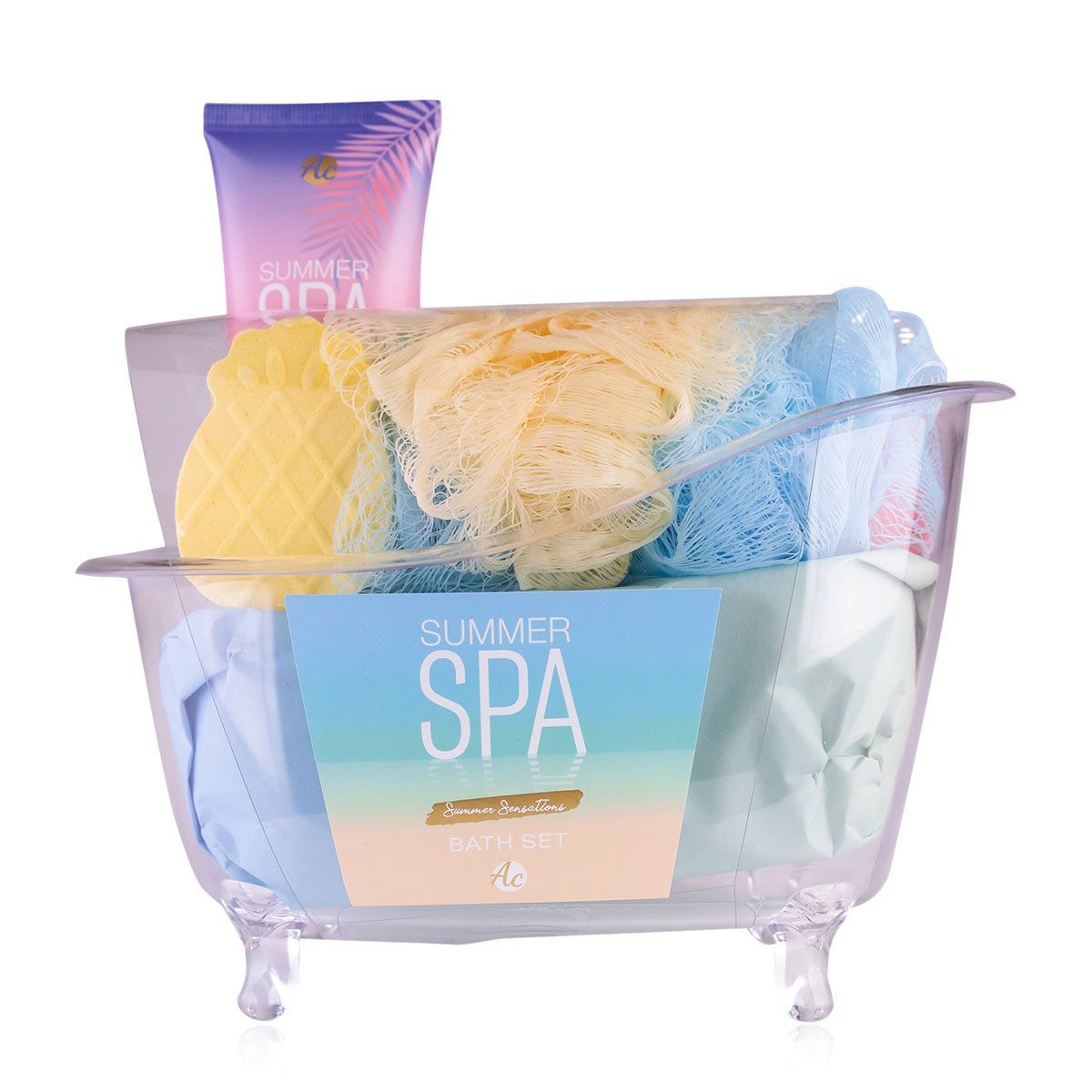 ACCENTRA Pflege-Geschenkset Badeset SUMMER SPA mit Duschpeeling und Shower Steamer, 6-tlg., parabenfrei vegan