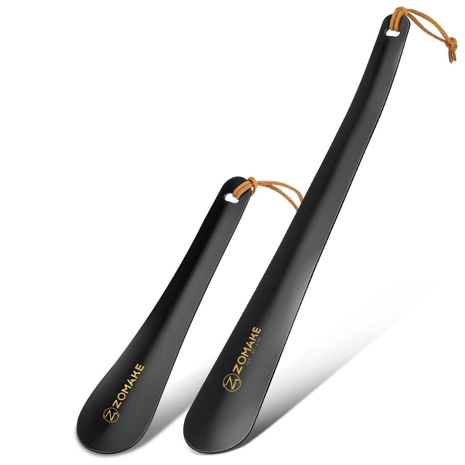 LuxusKollektion Schuhlöffel Schuhlöffel Set Edelstahl Schwarz 30/19cm