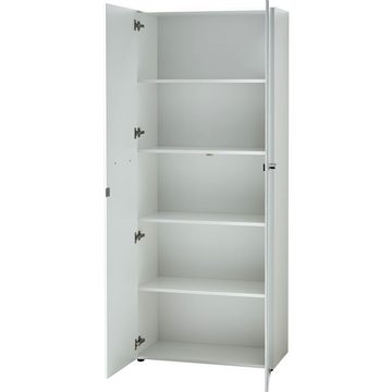 Lomadox Aktenschrank MONTERO-01 Ordnerschrank mit weißen Glasfronten abschließbar BxHxT 80x196x37cm