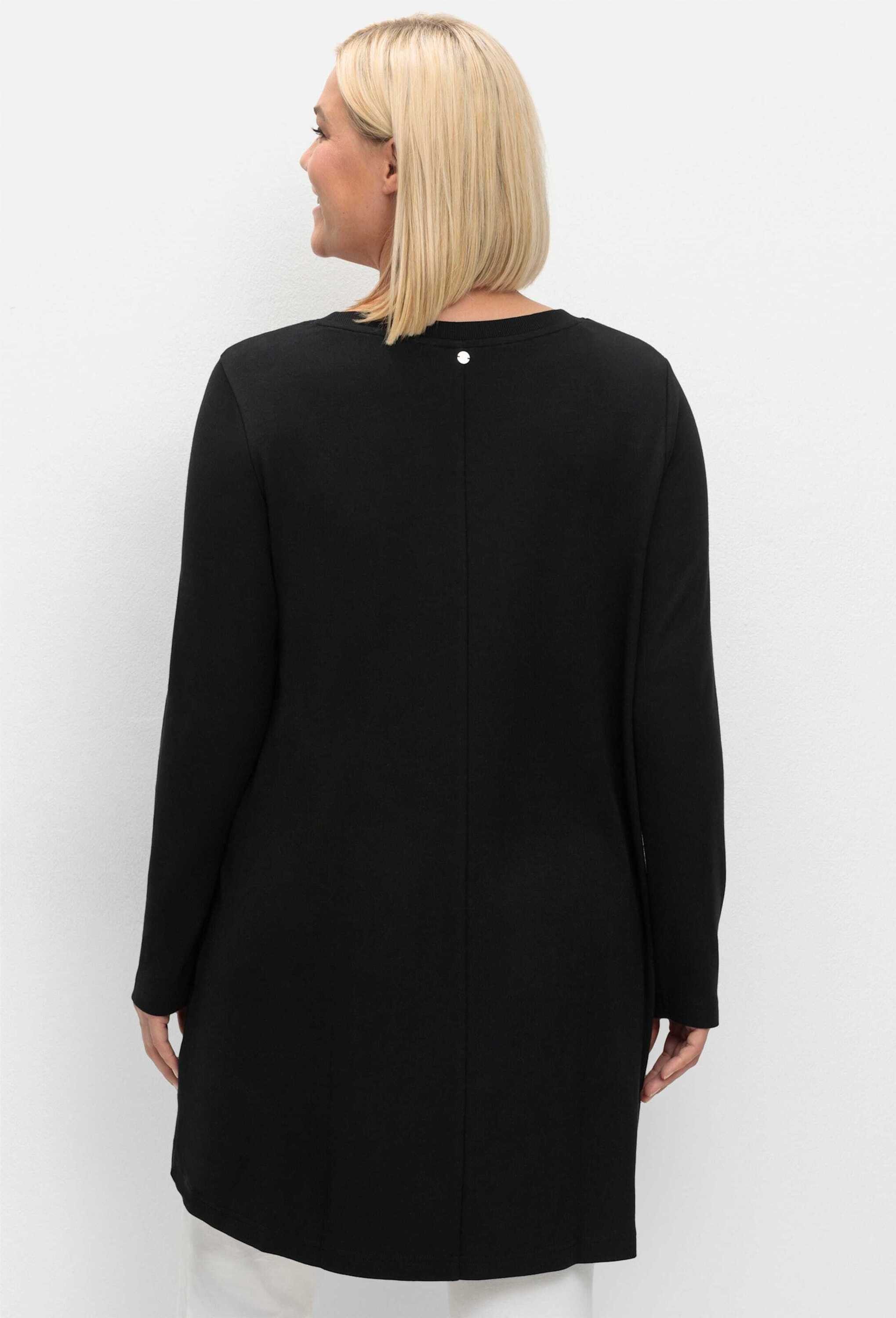 Sheego T-Shirt Longshirt Langarm in Wickeloptik, in leichter A-Linie