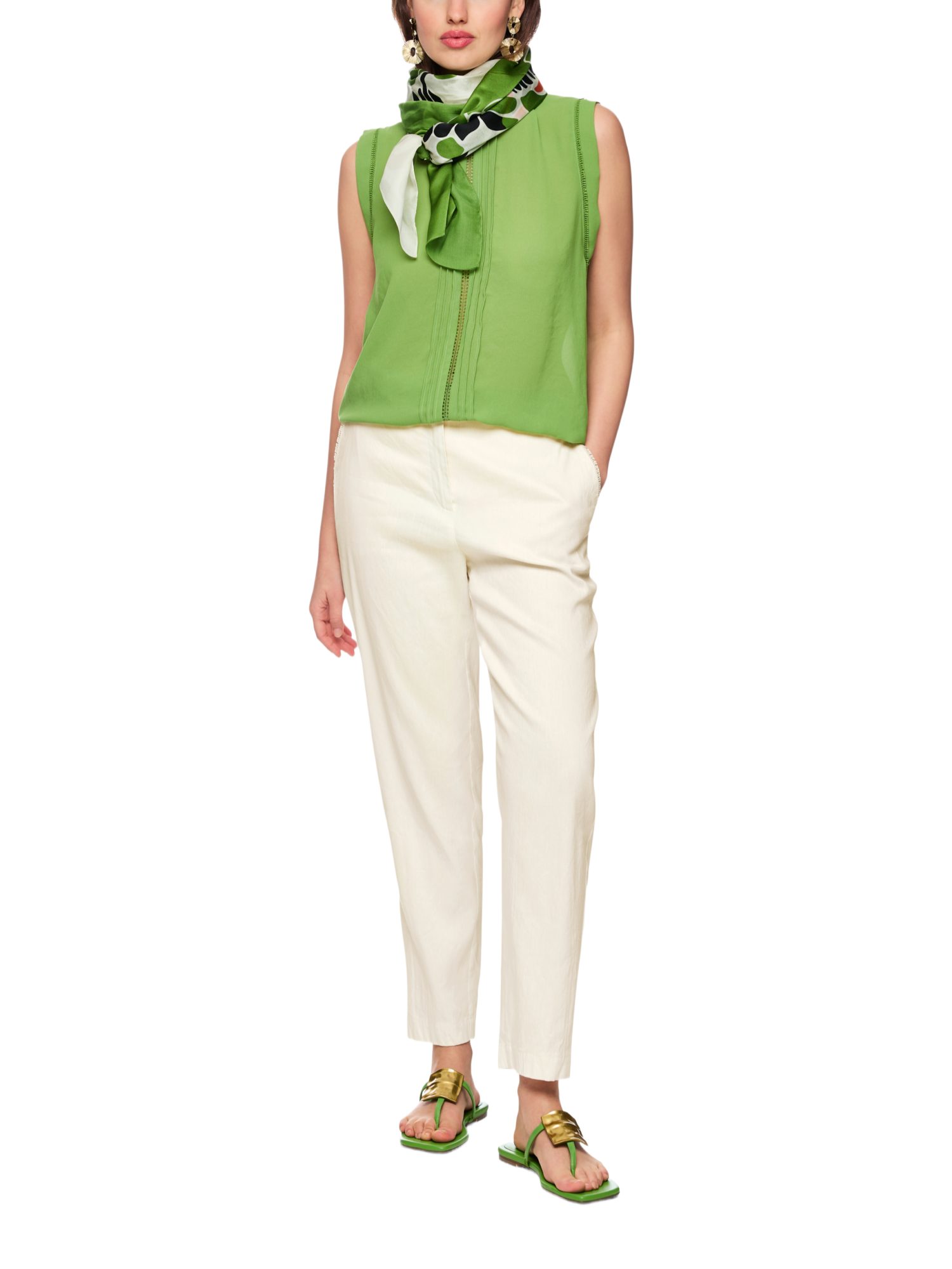 Marc Cain Stoffhose AC.2 - E - Leo's Oasis weiß,Casual,Leinen,Unifarben,Regular Fit,Mittel