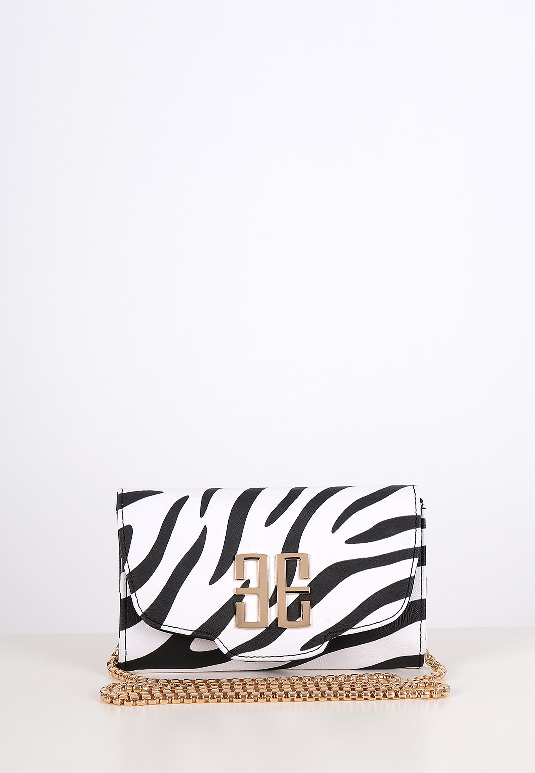 Umhängetasche Zebra-Muster Clutch mit Goldkette