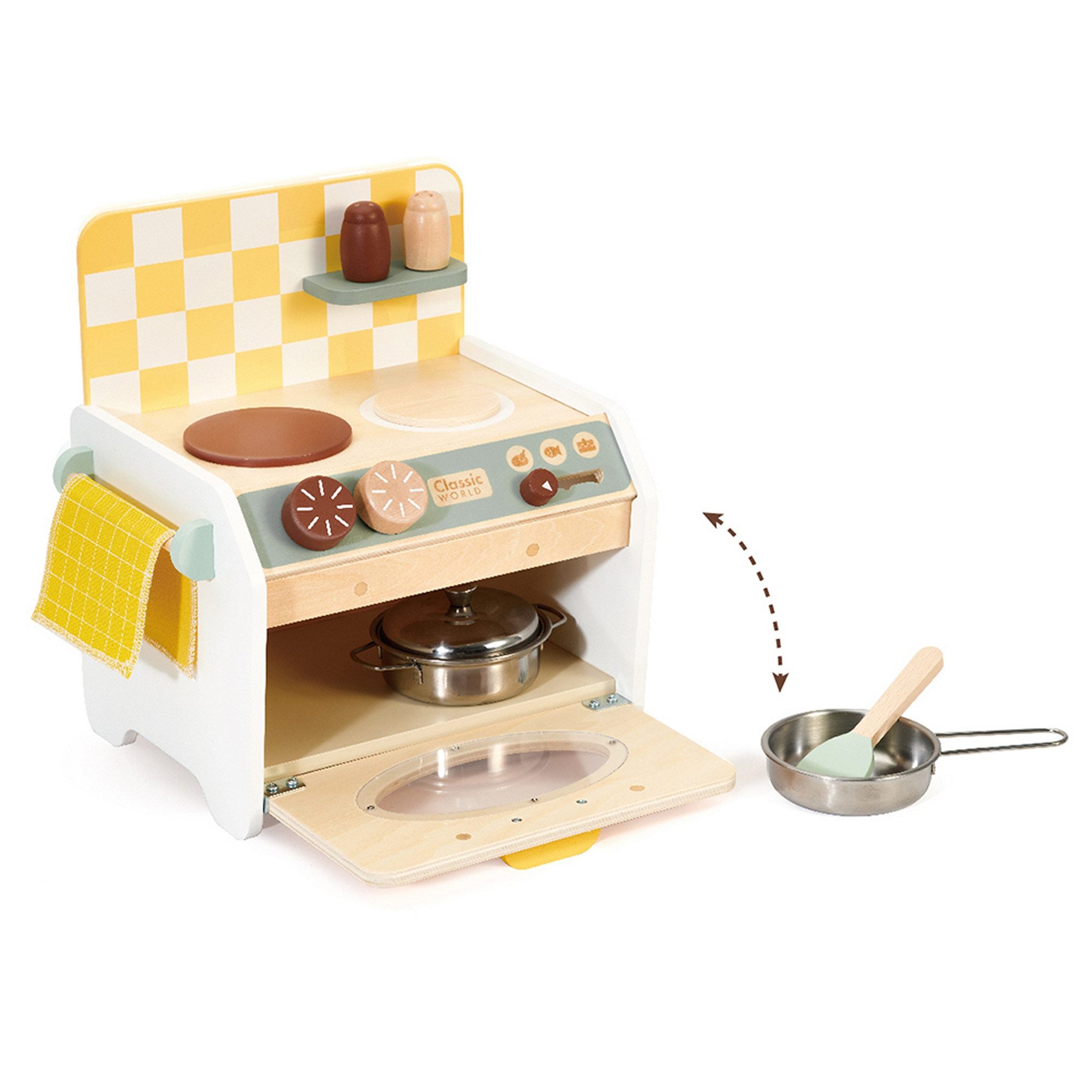 Classic World Spielküche Classic World - Kinderküche klein - 26,3x22,5x30 cm - ab 3 Jahre MDF, Holz, aus Holz
