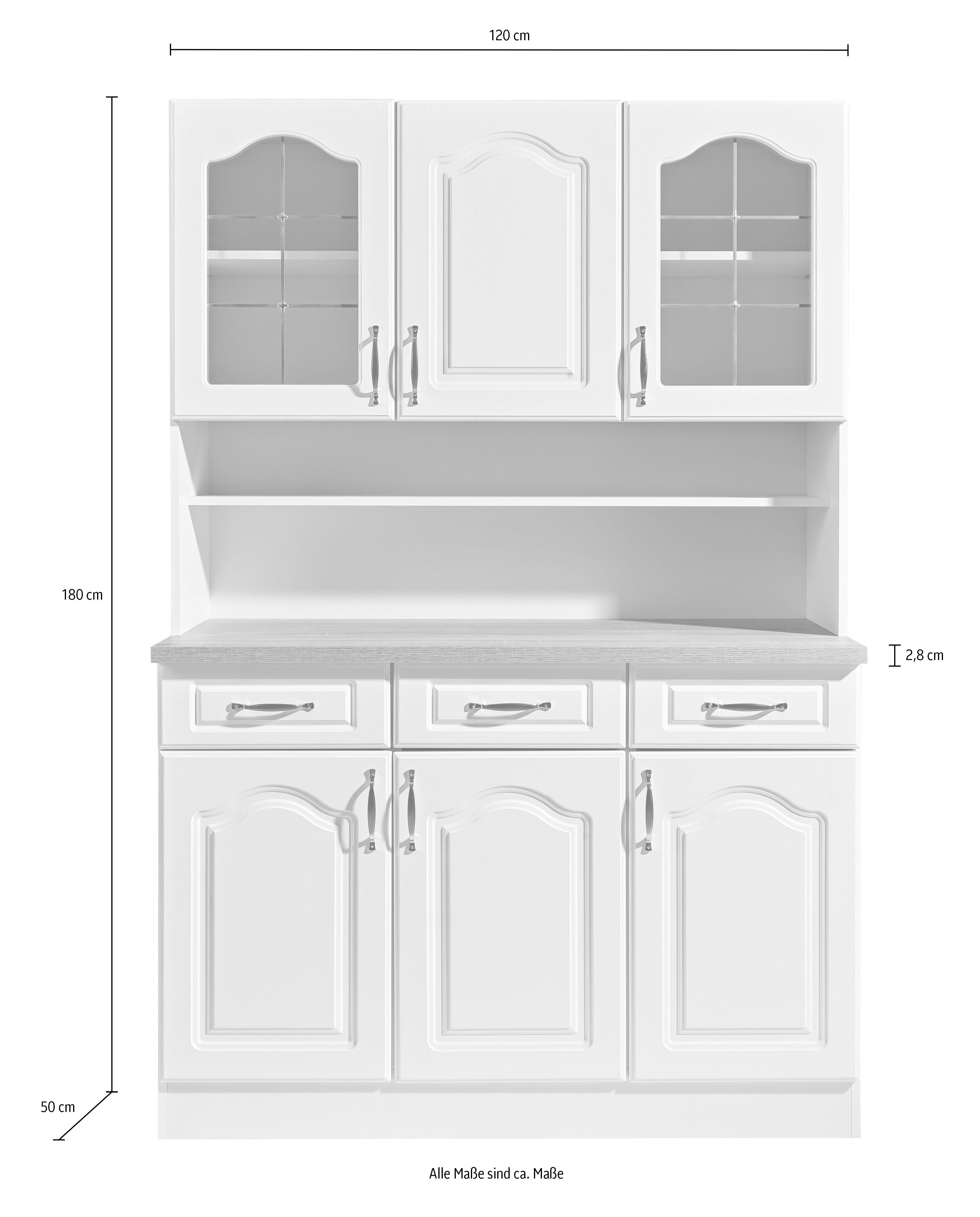 wiho Küchen Küchenbuffet Linz 120 cm breit, in Landhaus-Optik – Bild 5 von 5