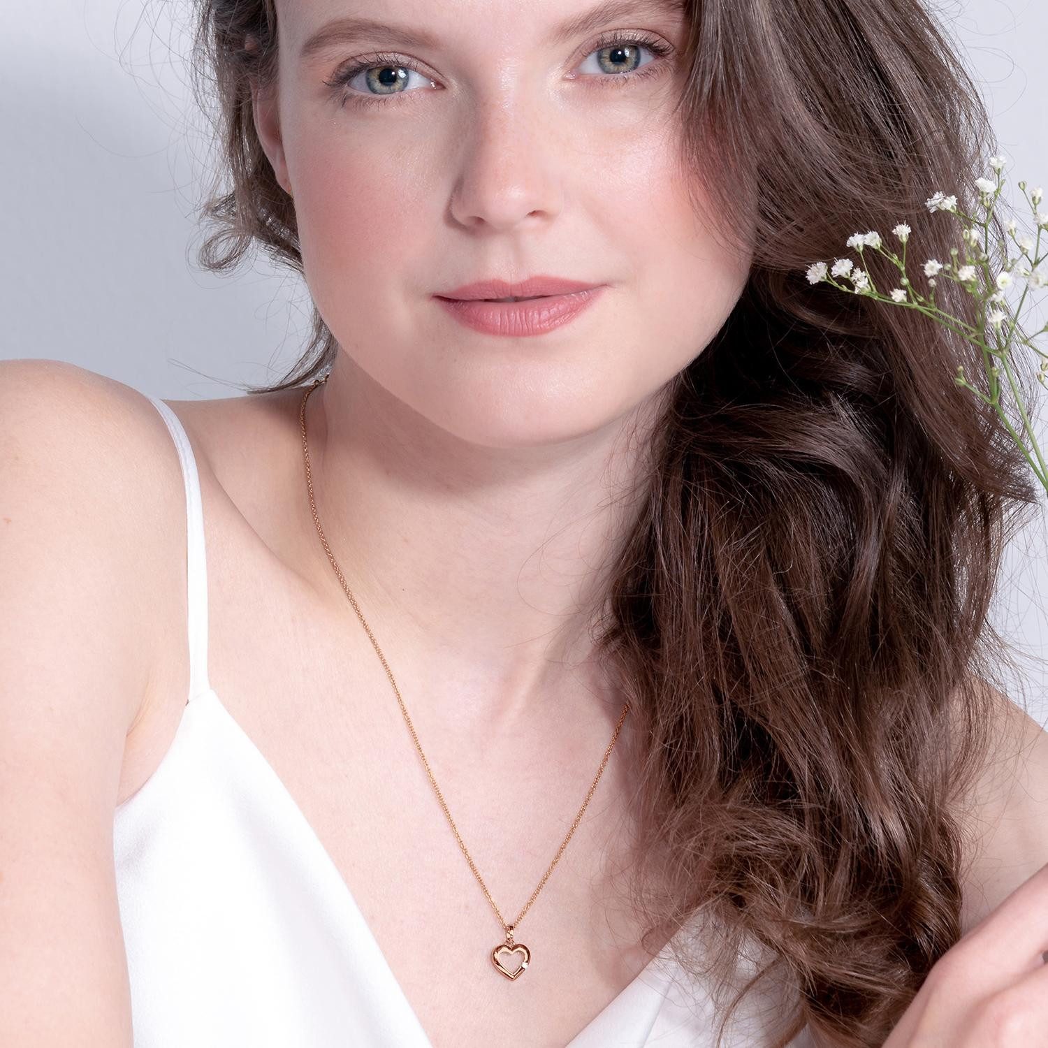 Amoonic Herzkette Halskette Damen Silber 925 Kette mit Herzanhänger und Zir günstig online kaufen