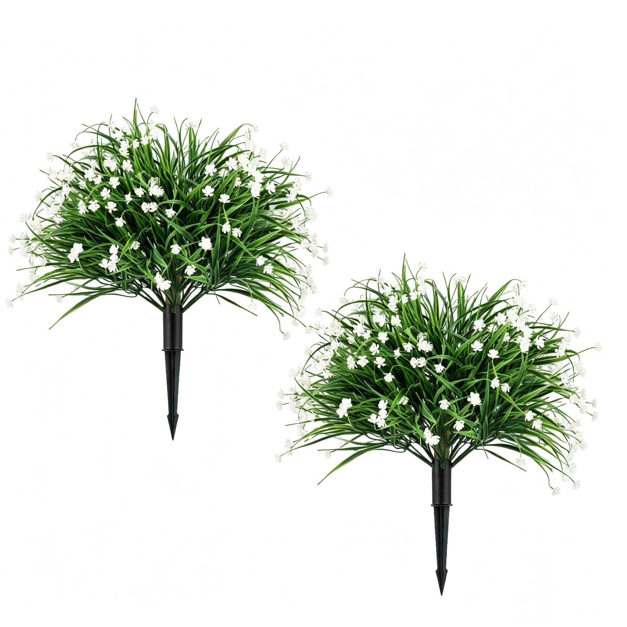 Kunstpflanze Kamelien, COSTWAY, Höhe 70 cm, 2er Set Kunstblumen mit Erdspieß, Kunstzwiebelgras
