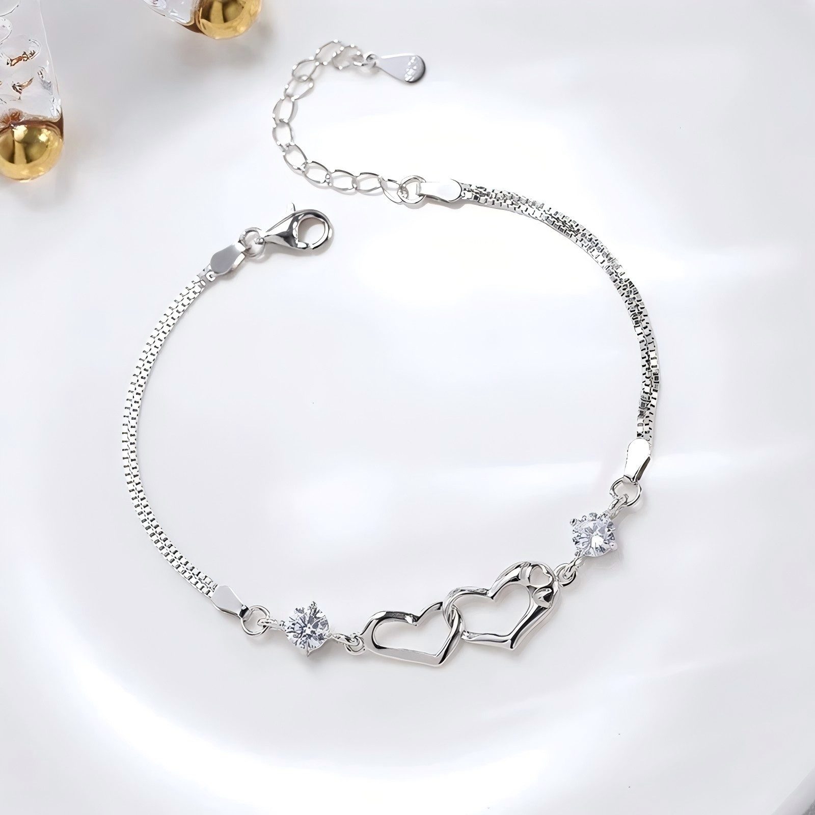 POPOLIC Armband 925er Sterlingsilber-Zirkonia (synth)-Herz-Armbänder für Da günstig online kaufen