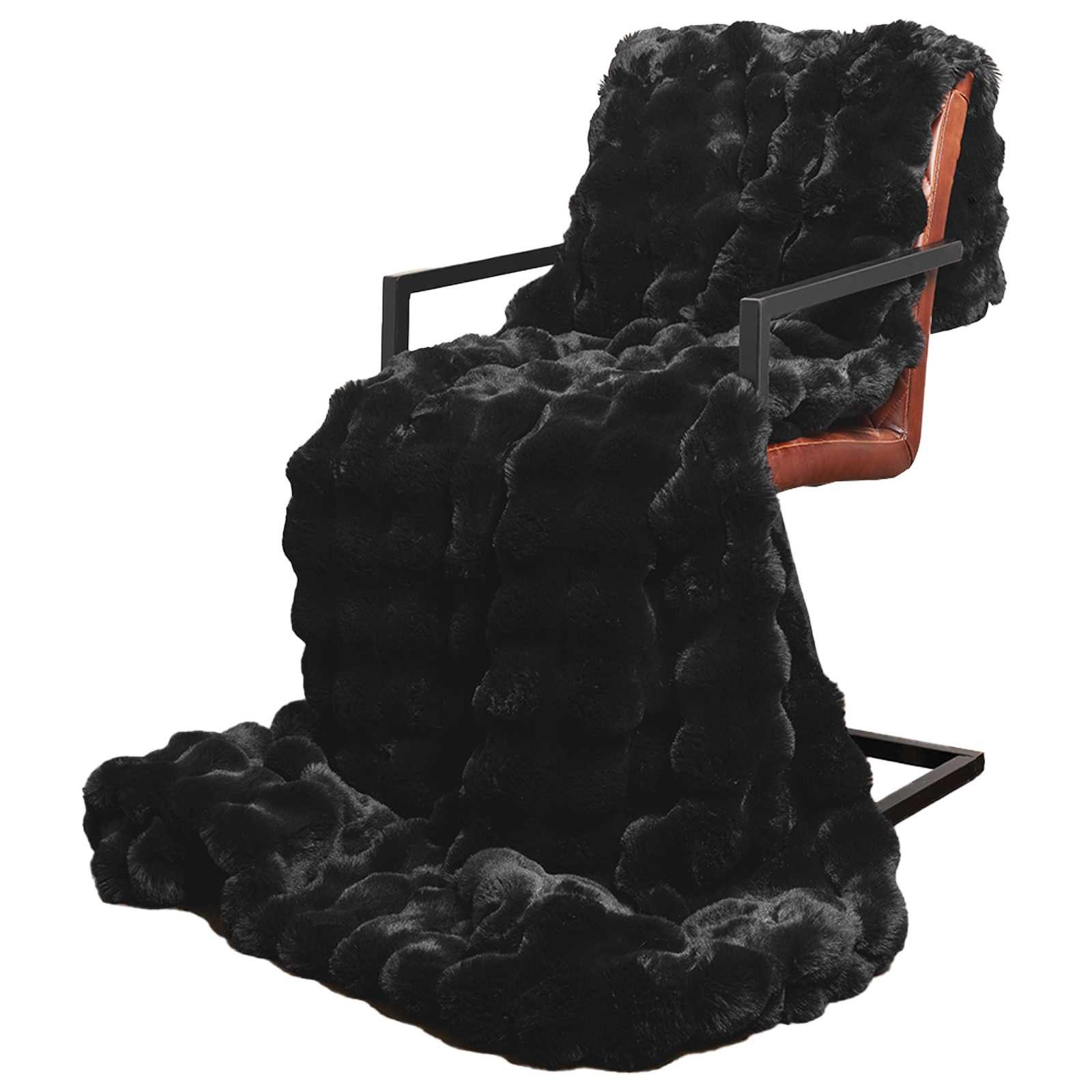 Wohndecke 150 x 220 cm Wohndecke Kunstfell Schwarz 150x220 cm Polyester für gemü, vidaXL
