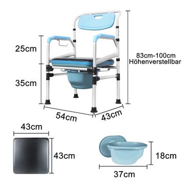 AUFUN Toiletten-Stuhl Toiletten-Stuhl höhenverstellbar, für Behinderte Person, ältere