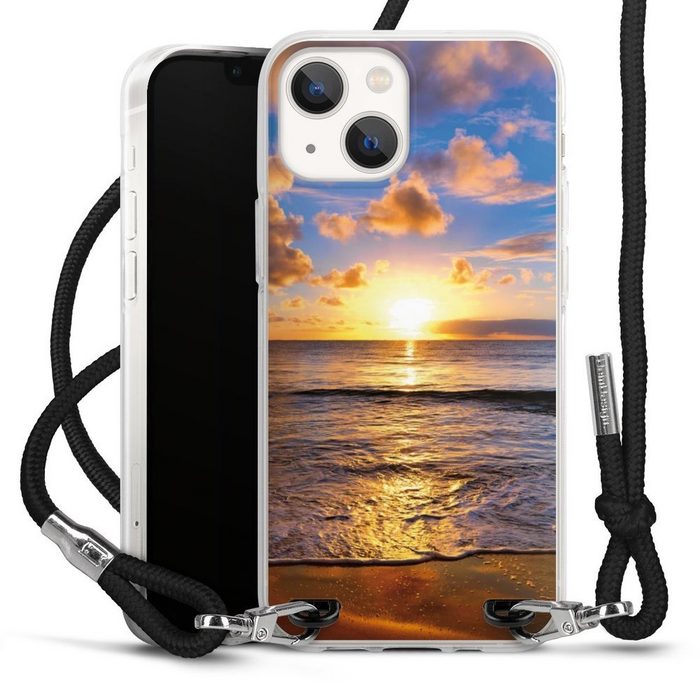 DeinDesign Handyhülle Meer Sonnenuntergang Strand Strand Apple iPhone 13 Mini Handykette Hülle mit Band Case zum Umhängen