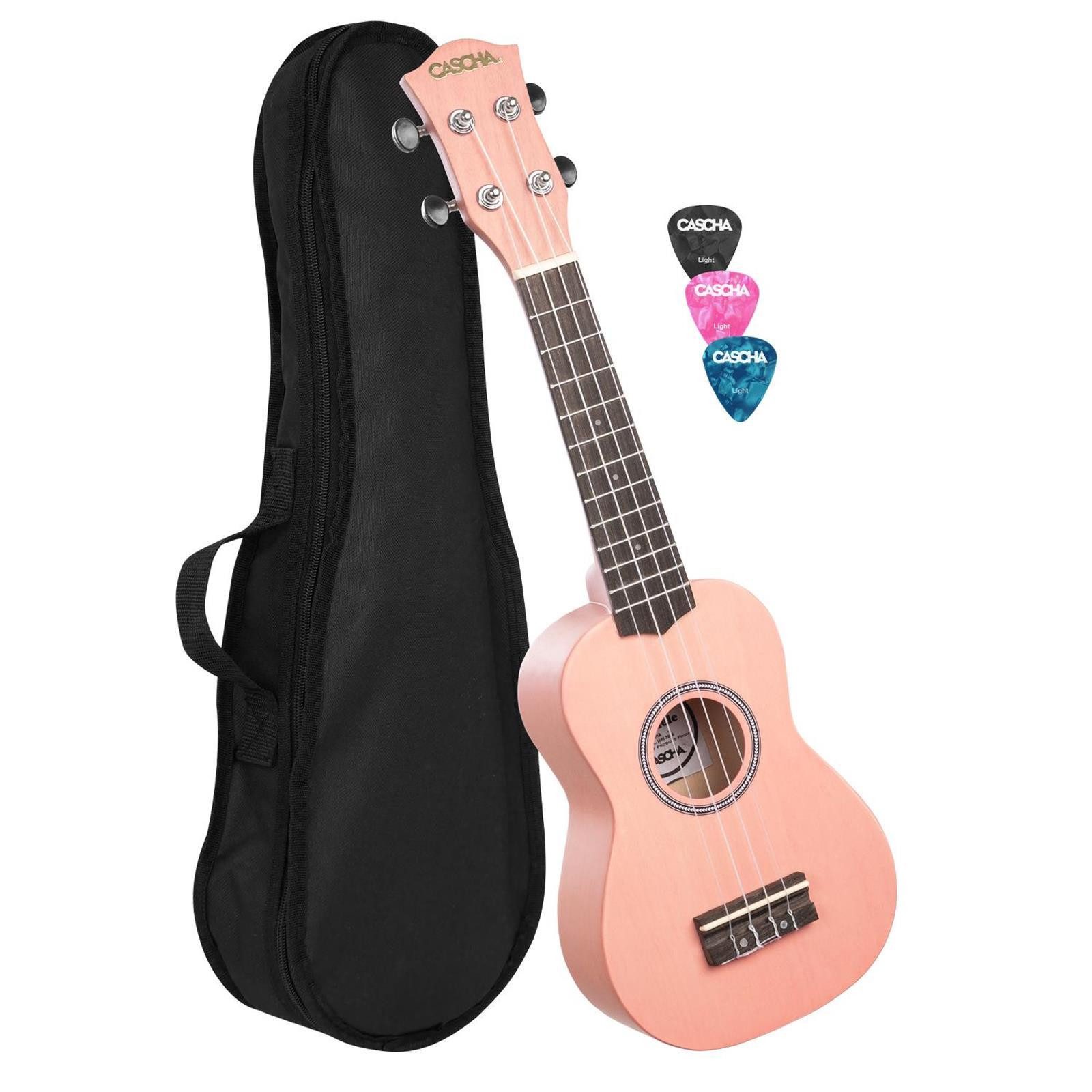 Cascha Ukulele Linde Pink, Set, mit Tasche und 3 Plektren