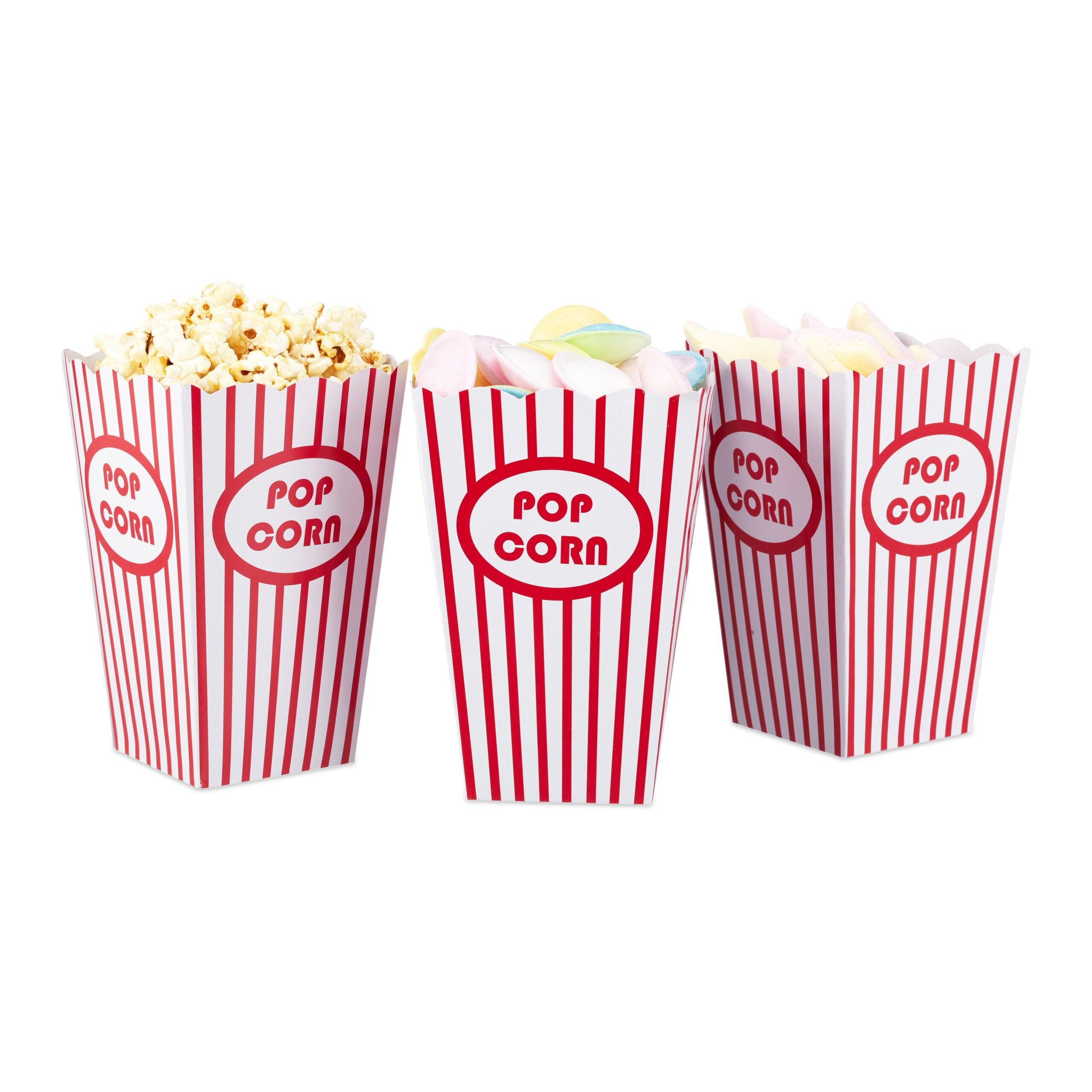 relaxdays Snackschale Popcorntüten 72er rot/weiß, Pappe Set