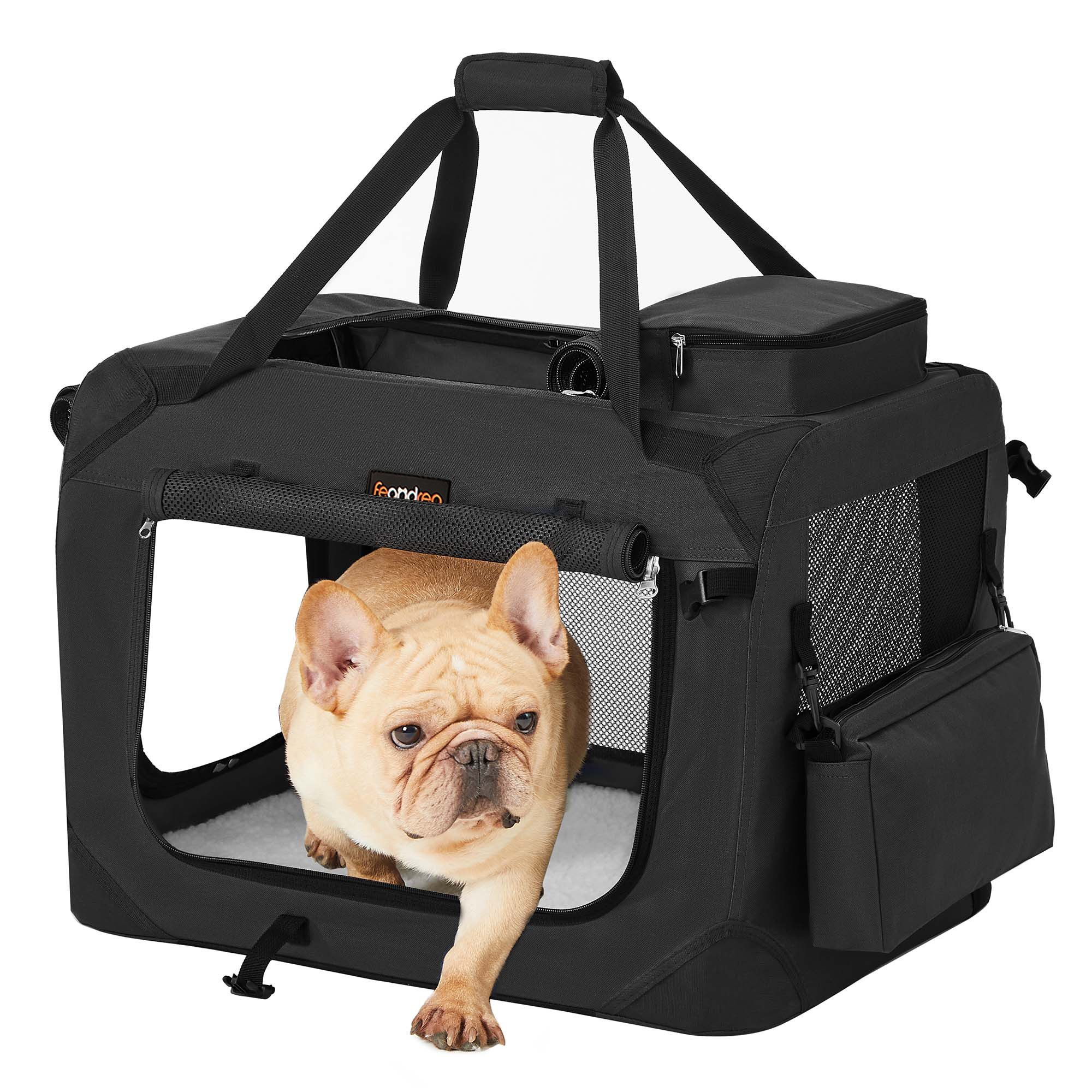 FEANDREA Tiertransporttasche Hundebox faltbar, Transportbox Hund, Hundetasche, mit Griffen, Taschen, S, Oxford-Gewebe, atmungsaktiv tragbar transportabel, 50 x 35 x 35 cm