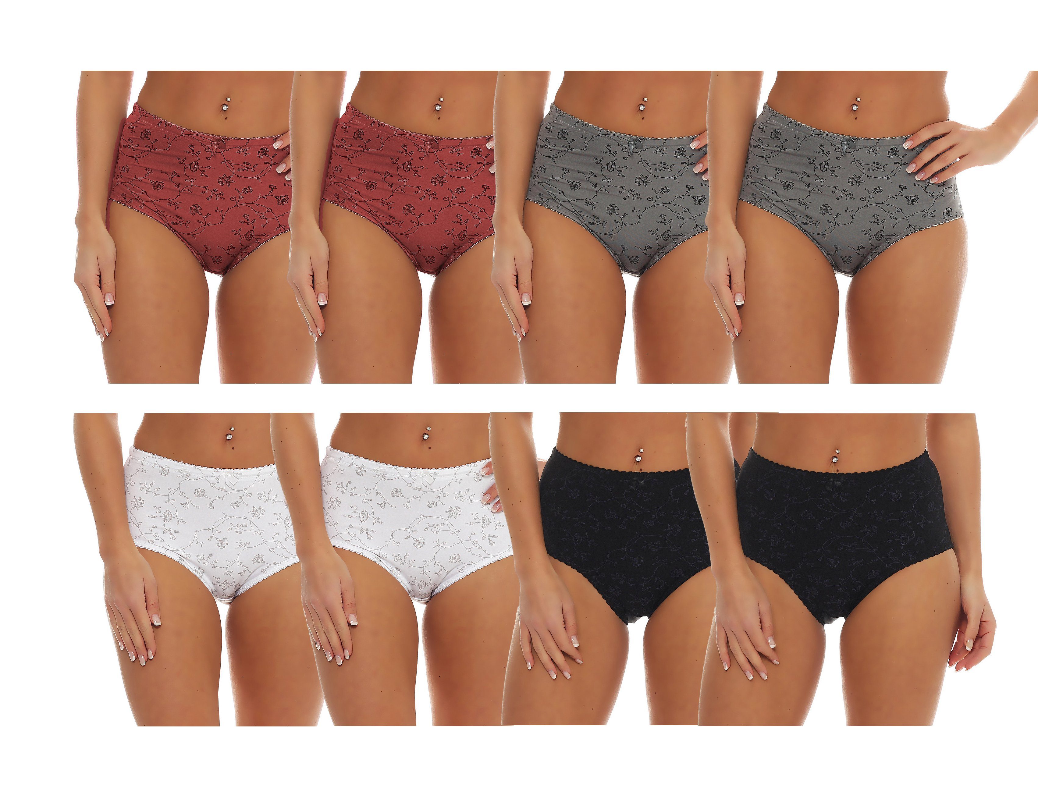 Cocain underwear Taillenslip Damen Slip Microfaser rot weiss schwarz grau sexy Unterhosen Hüftlip (Spar-Pack, 8-St) ideale Bewegungsfreiheit