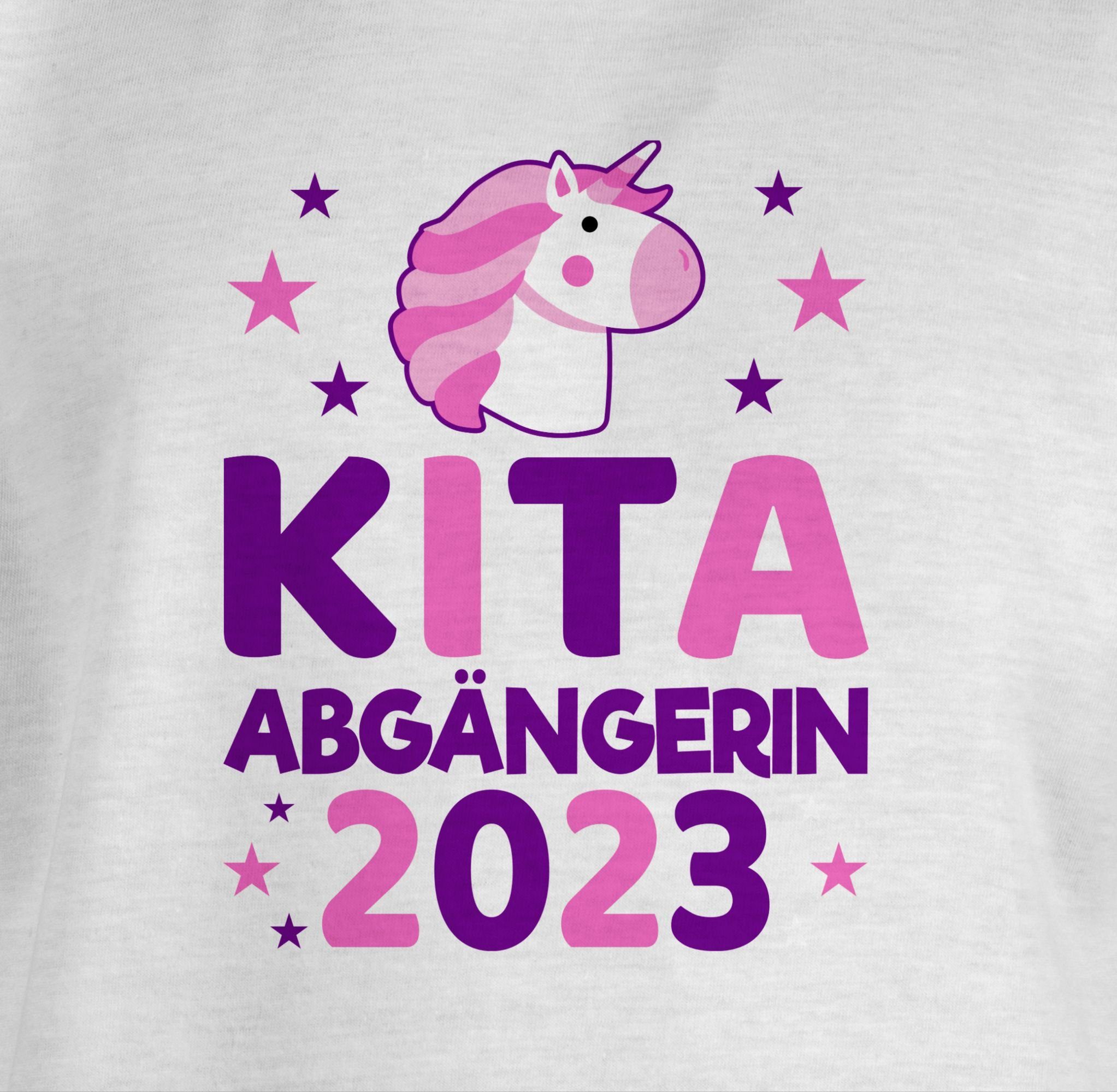 Kita Abgängerin Einhorn Shirtracer Einschulung Weiß Sterne Mädchen 2023 3 T-Shirt rosa/lila