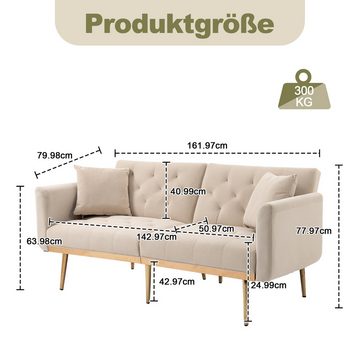 Powerwill Schlafsofa Klappsofa mit Schlaffunktion, 3-Sitzer Sofa fürs Wohnzimmer 1 Teile, Stabile Metallbeinstütze