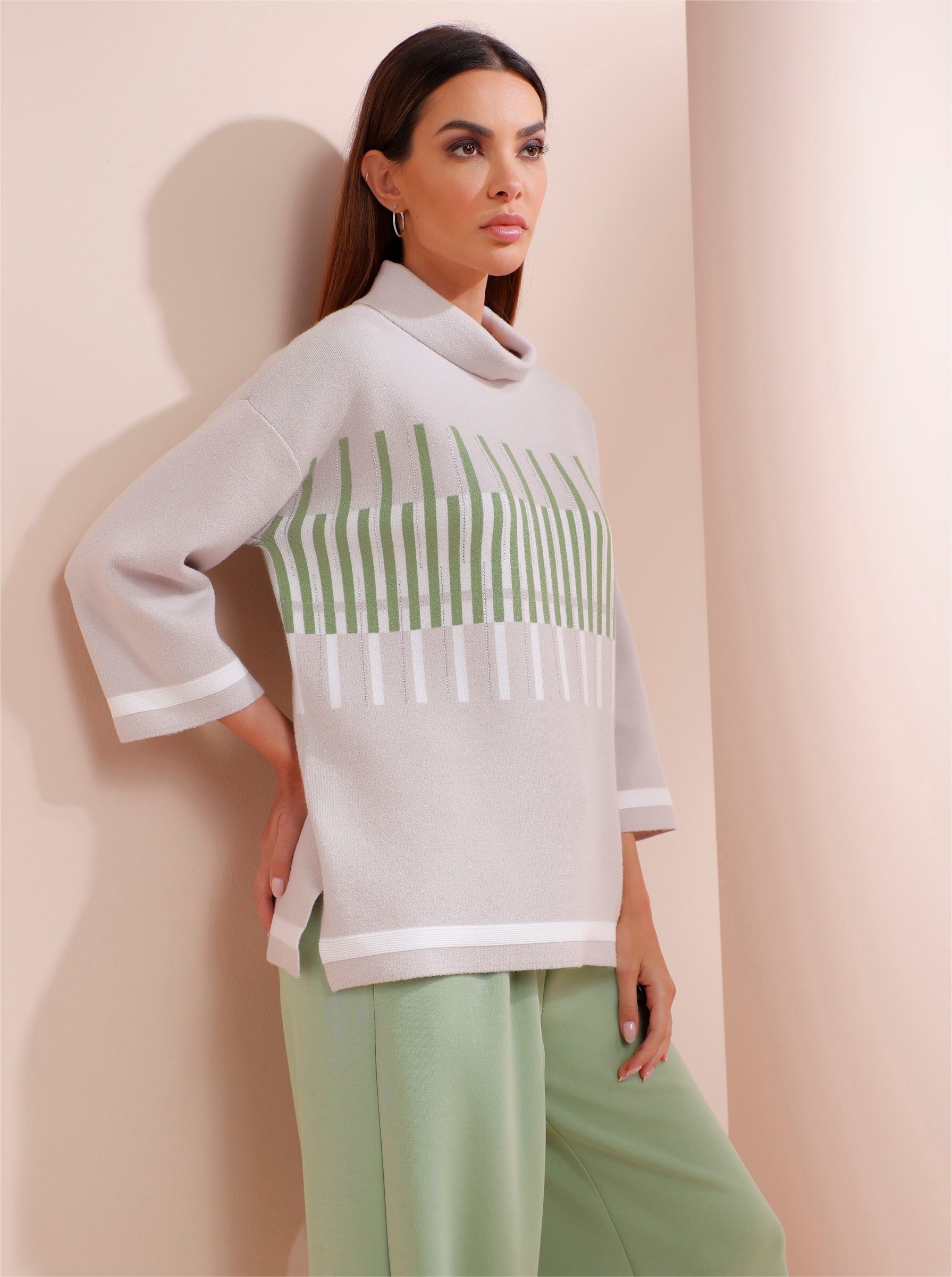 heine Strickpullover Pullover 3/4-Arm Jacquard