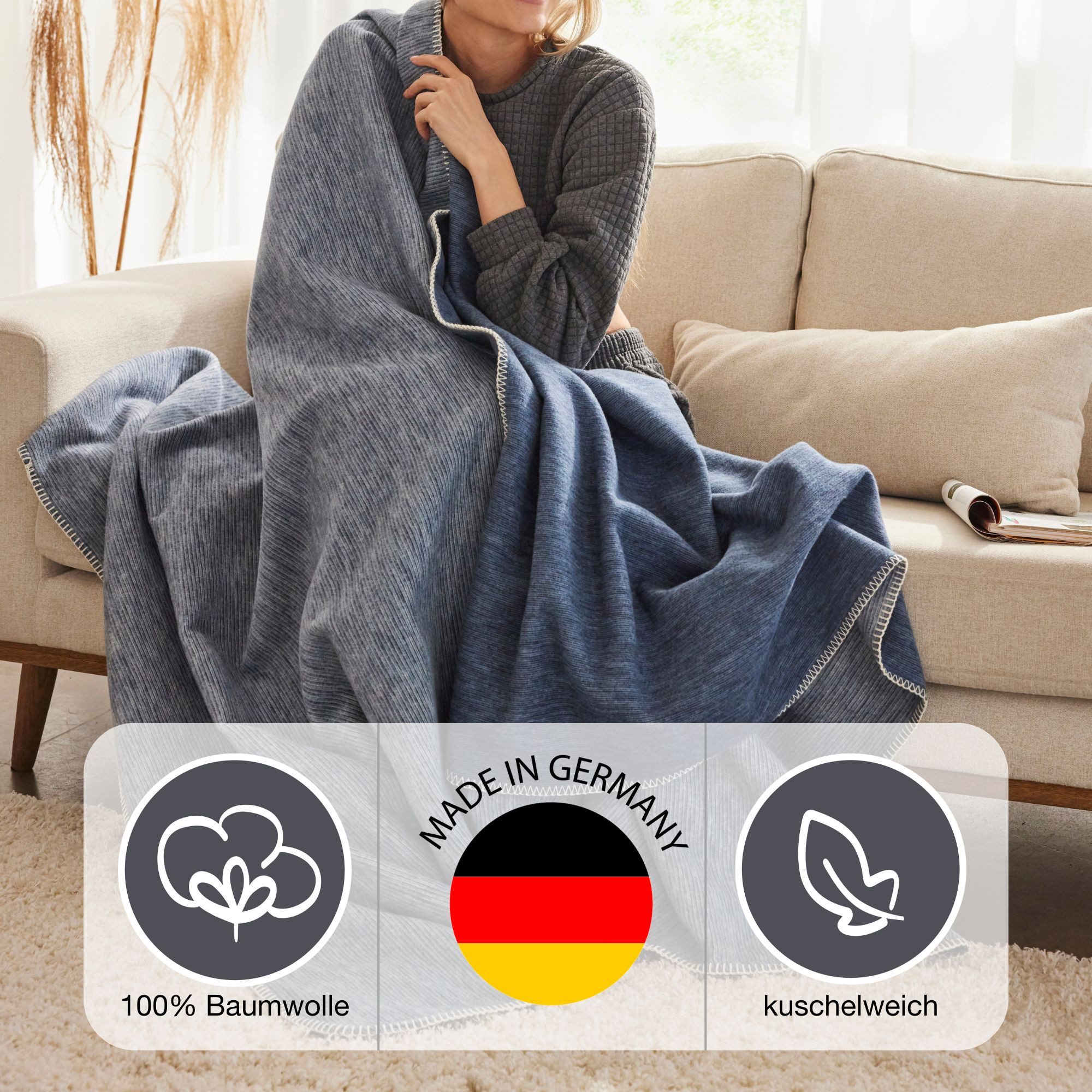 Wohndecke Wohndecke Lausanne, IBENA, in schlichtem Melange-Look günstig online kaufen