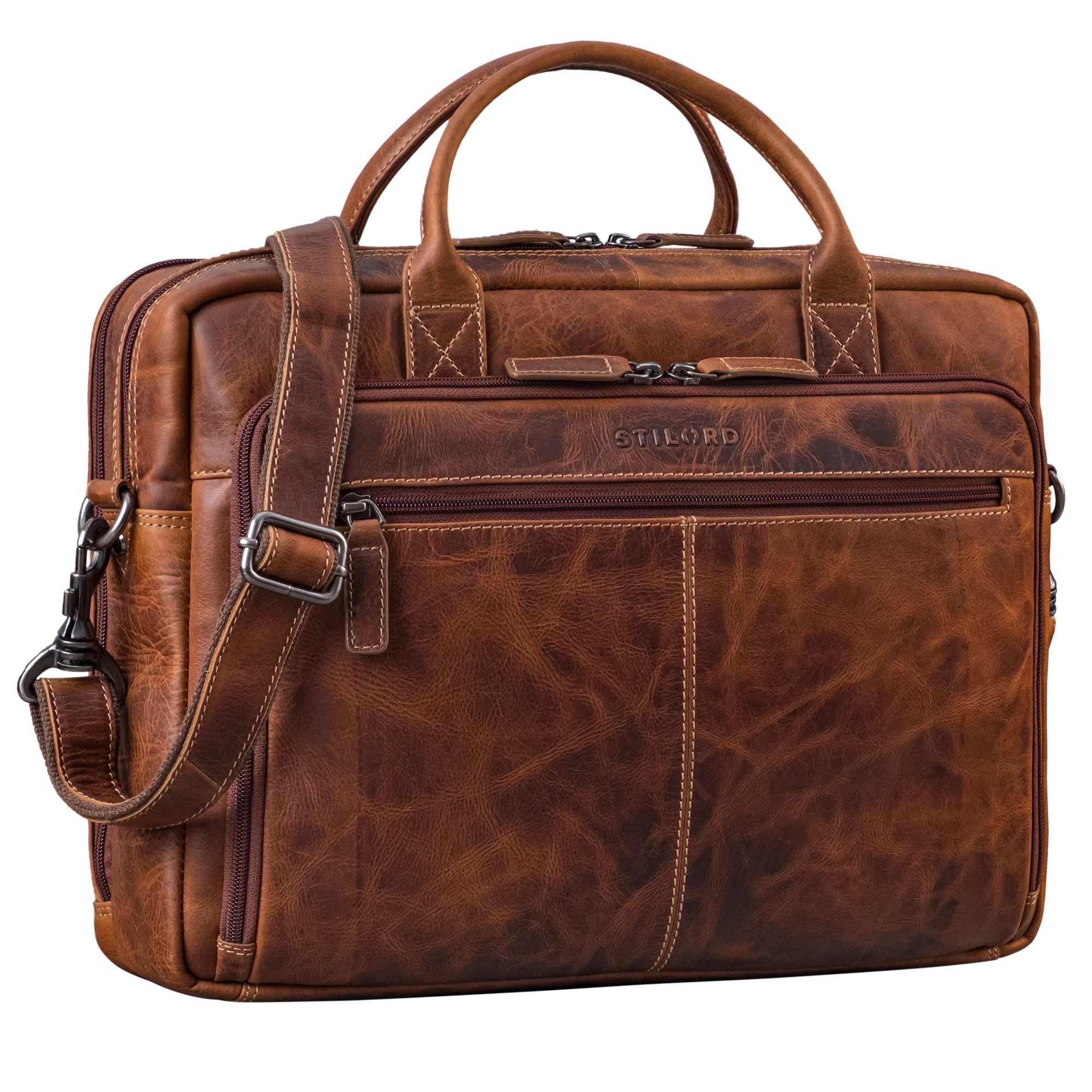 Laptoptasche "Zenon" Leder Aktentasche mit Laptopfach 15.6 - 16 Zoll Herren & Damen