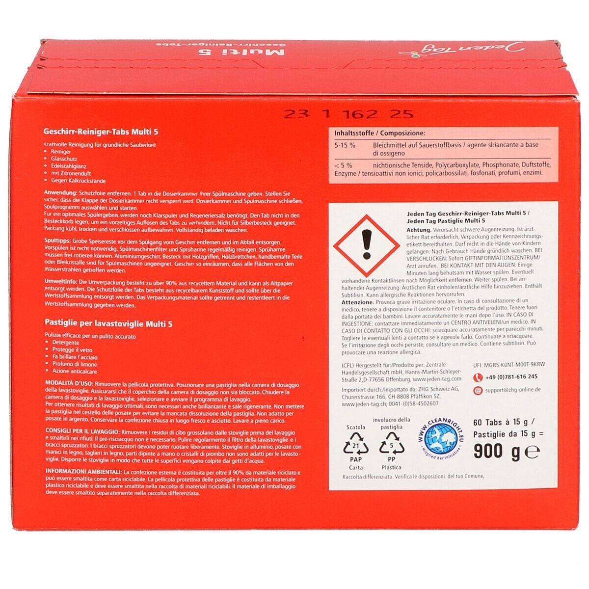Jeden Tag Multi 5 Spülmaschinentabs (60 Tabs)