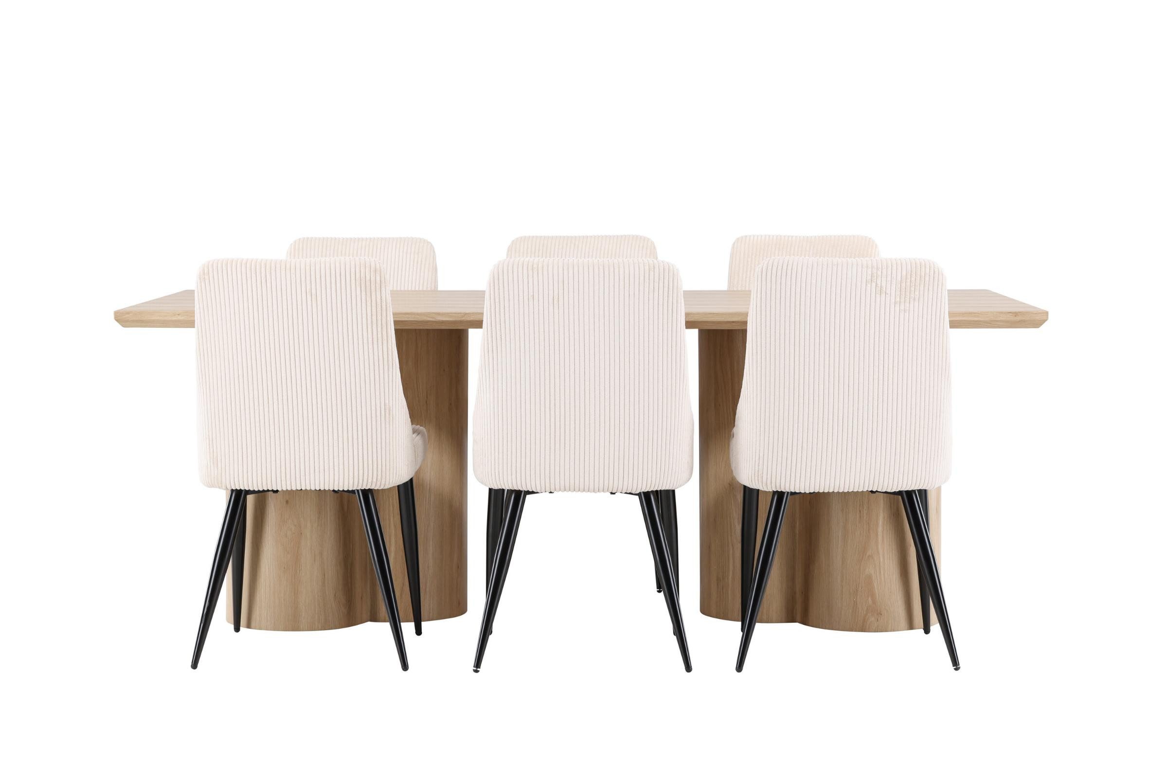 ebuy24 Essgruppe Olivia Essgruppe Esstisch Natur 6 Stühle Samt beig, (7-tlg)
