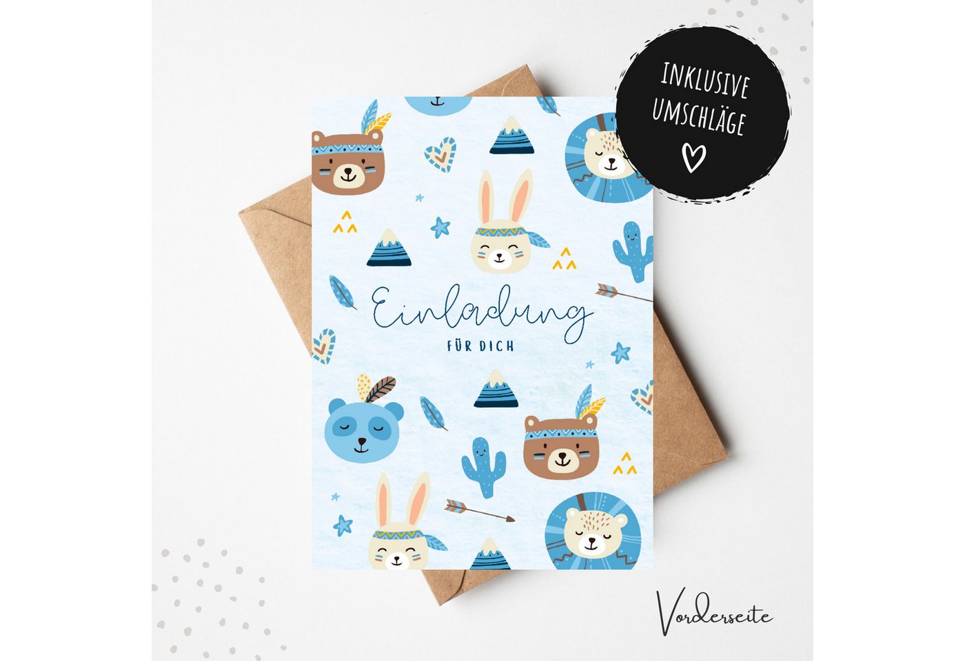 Thumbnail - MeinBaby123® Einladungskarten Kindergeburtstag inkl. 10 Umschläge, Kindergeburtstag Jungs und Mädchen, Geburtstagseinlad...