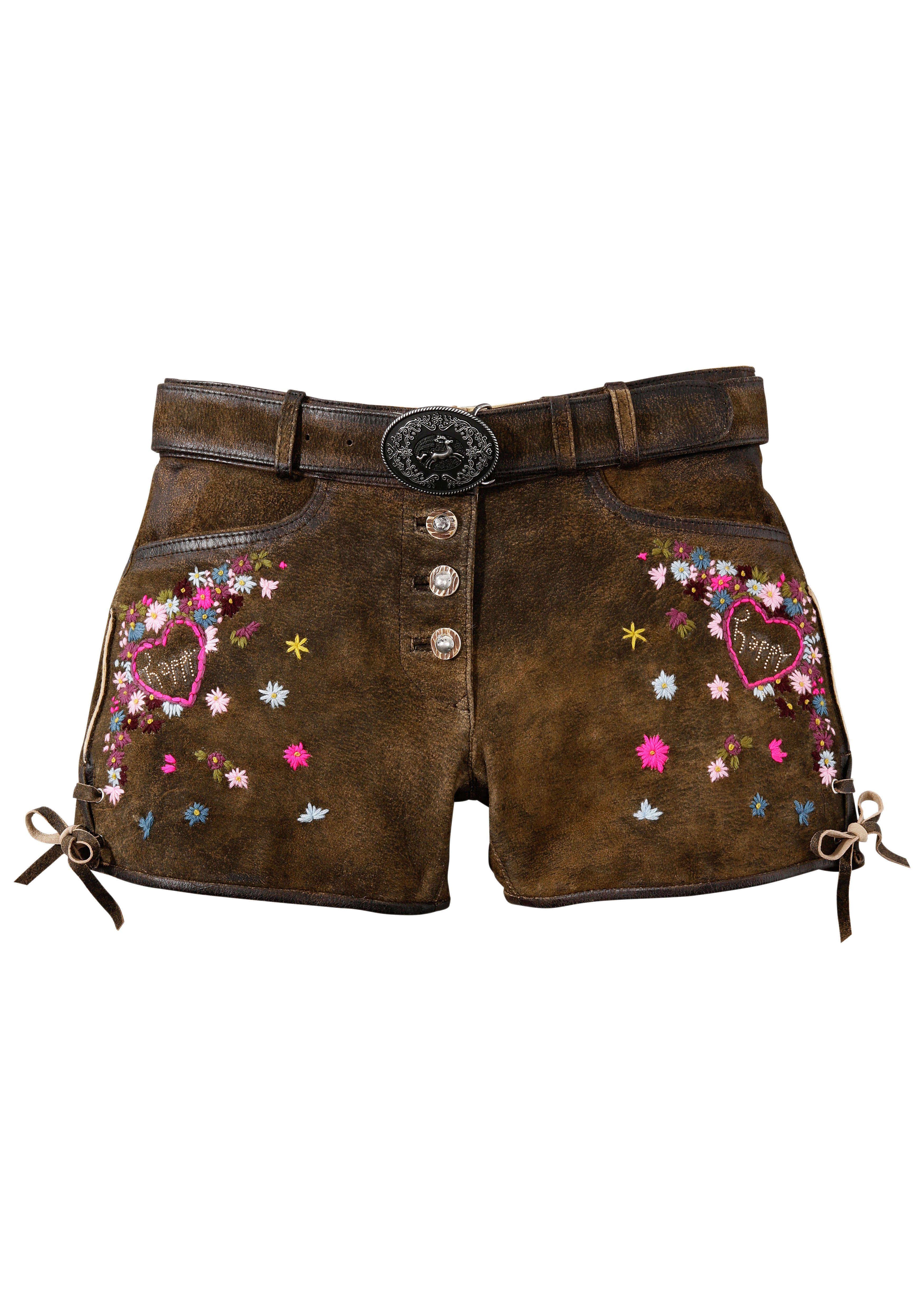 Country Line Trachtenlederhose kurz Damen mit Stickerei online kaufen ...