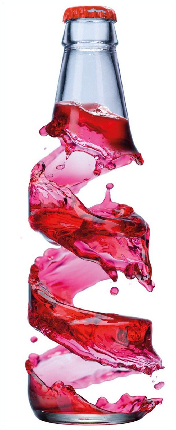 Wallario Memoboard Flasche mit roter Brause - Wirbelsturm