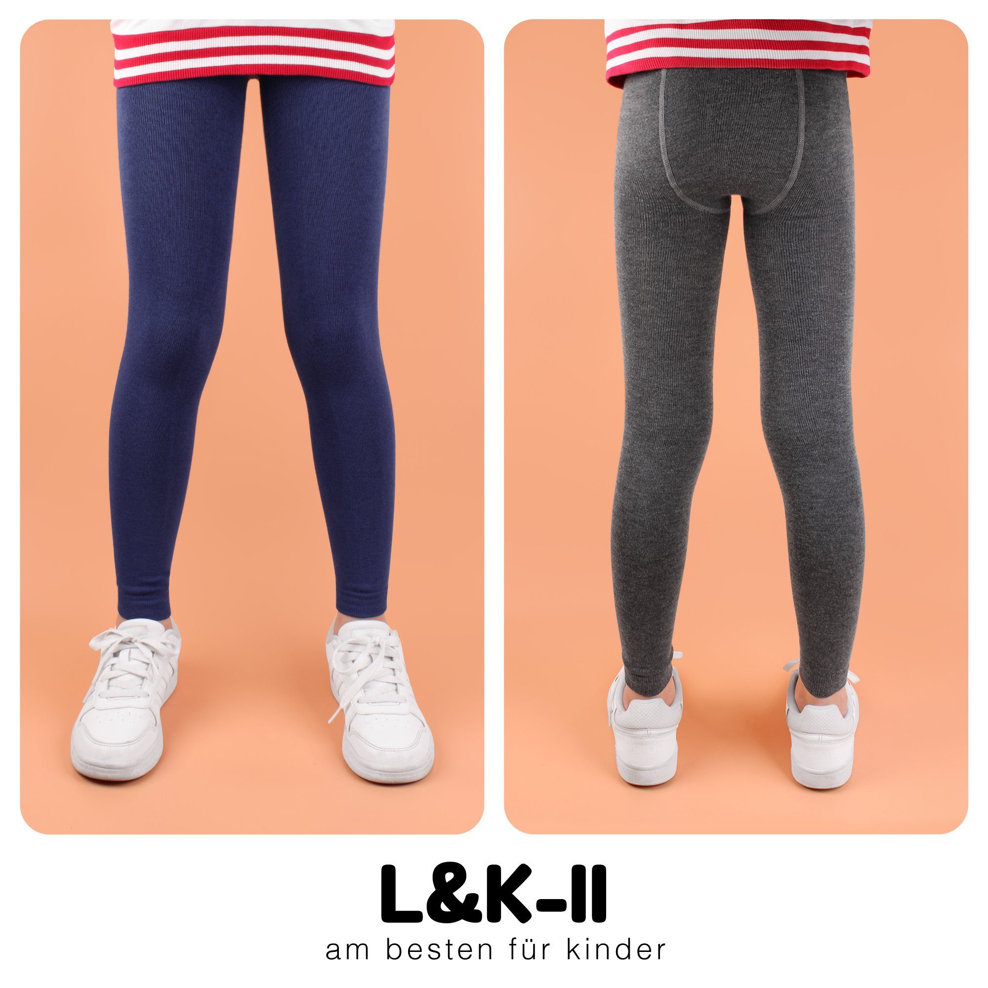 L&K-II Strickstrumpfhose 2767 (5er-Pack) Jungen/Mädchen Leggings ohne Füße Knöchellang aus Baumwolle – Bild 4 von 5
