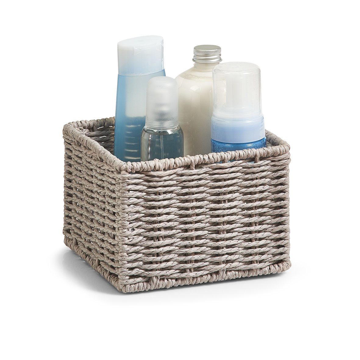 Zeller Present Aufbewahrungskorb Aufbewahrungskörbchen-Set, 2-tlg., grau, Papiergeflecht, 16 x 16 x 11 & 20 x 20 x 13 cm – Bild 4 von 4