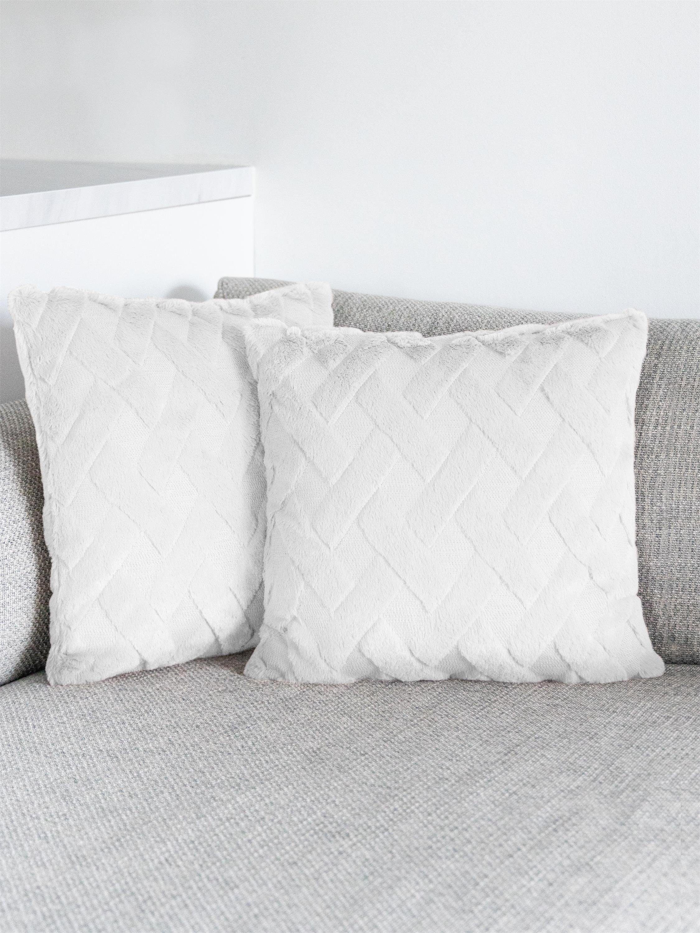 Aspero Dekokissen 4er Set Kissenbezüge Sofia, Plüsch Couchkissen 45 x 45 cm mit Cashmere Feeling – Bild 5 von 5