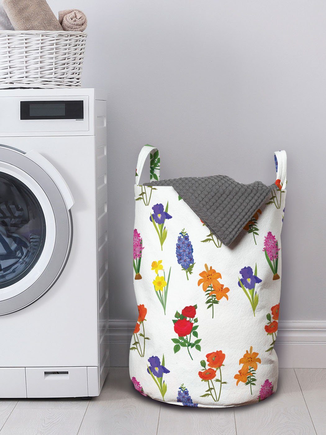 Wäschesäckchen Waschsalons, Blumen Wäschekorb Griffen Blumen Frühlings-Kunst Verschiedene für Kordelzugverschluss Abakuhaus mit