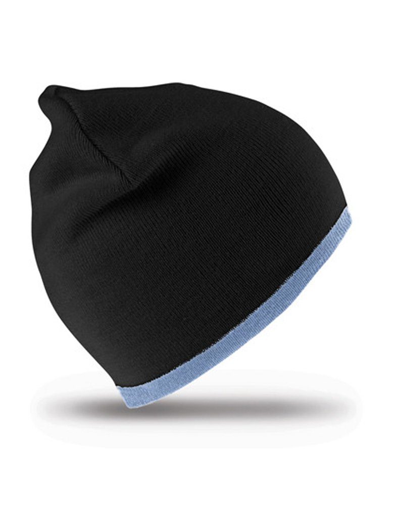 Winter Goodman Mütze Strickmütze Waschbar Black/Sky Beanie Fit Design Hat Fashion Wendbar