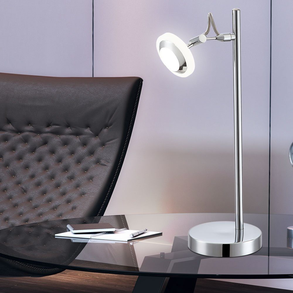 etc-shop LED Leuchte Lampe Zimmer LED-Leuchtmittel Tisch Strahler Warmweiß, LED Schlaf Tischleuchte, Gäste fest verbaut, Alu Chrom