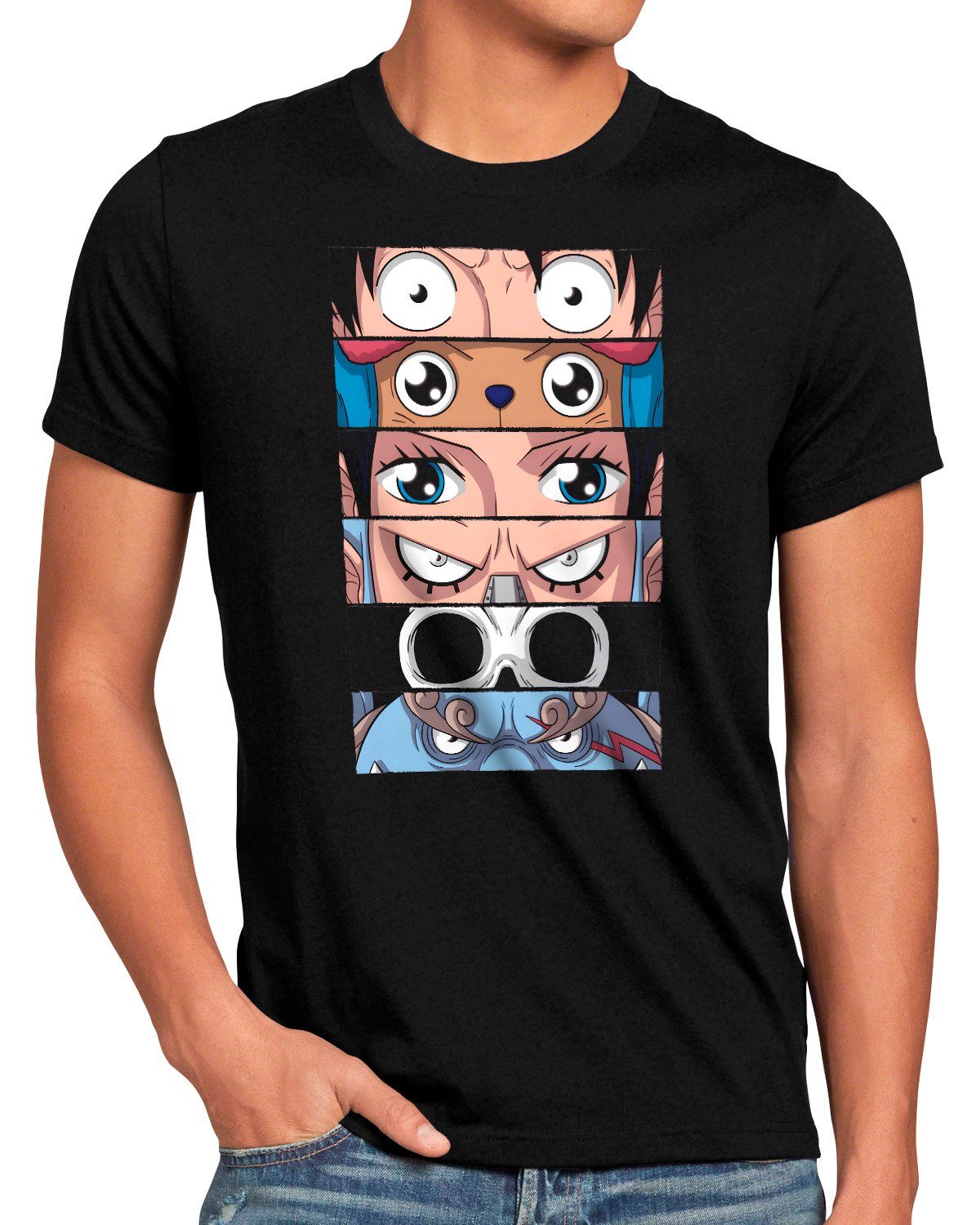 style3 Print-Shirt Herren T-Shirt Straw Hat Team japan anime luffy manga one piece