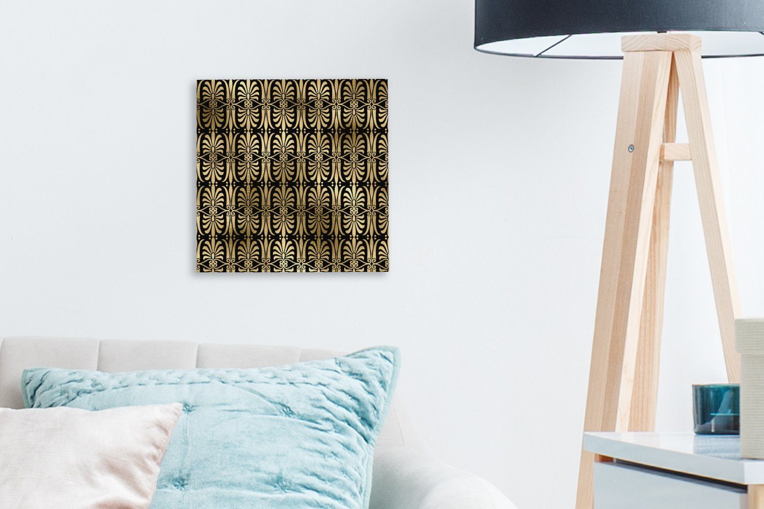 Art - Schlafzimmer St), Bilder Leinwand Wohnzimmer Leinwandbild OneMillionCanvasses® Muster für (1 Deco Gold, -