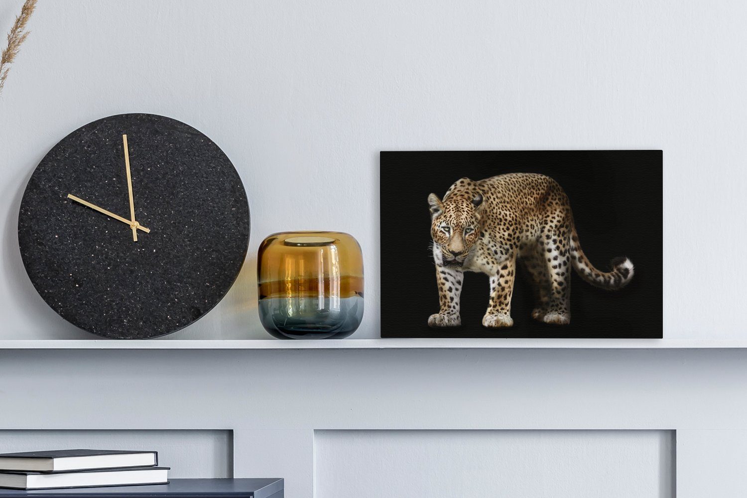 Leinwandbilder, Wandbild St), - (1 Schwarz, Aufhängefertig, Leinwandbild OneMillionCanvasses® Wild cm - 30x20 Leopard Wanddeko,