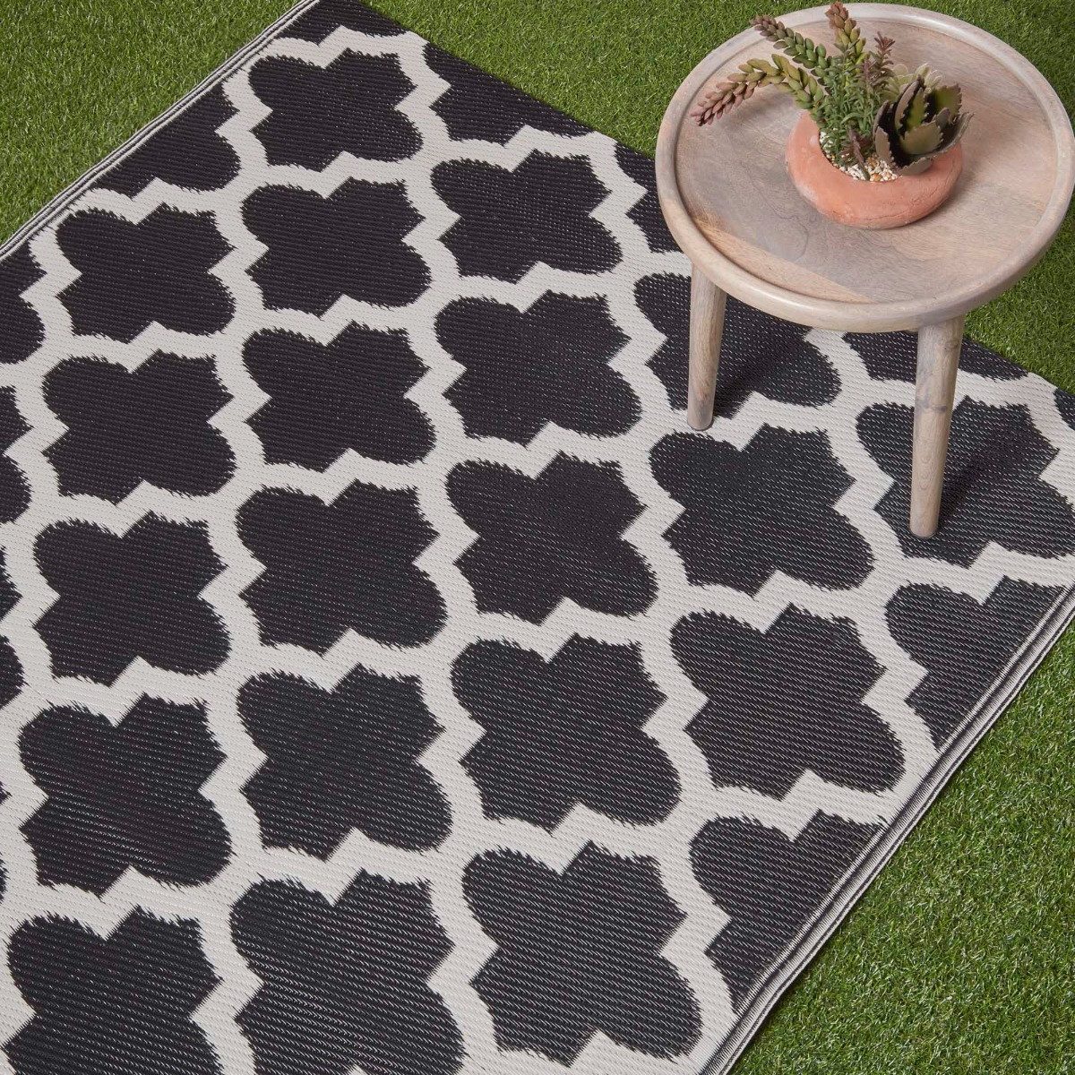 Homescapes Outdoorteppich Outdoor-Teppich Nola aus Polpropylen mit schwarz-weißem, 180 x 270 cm, rechteckig, Höhe: 20 mm