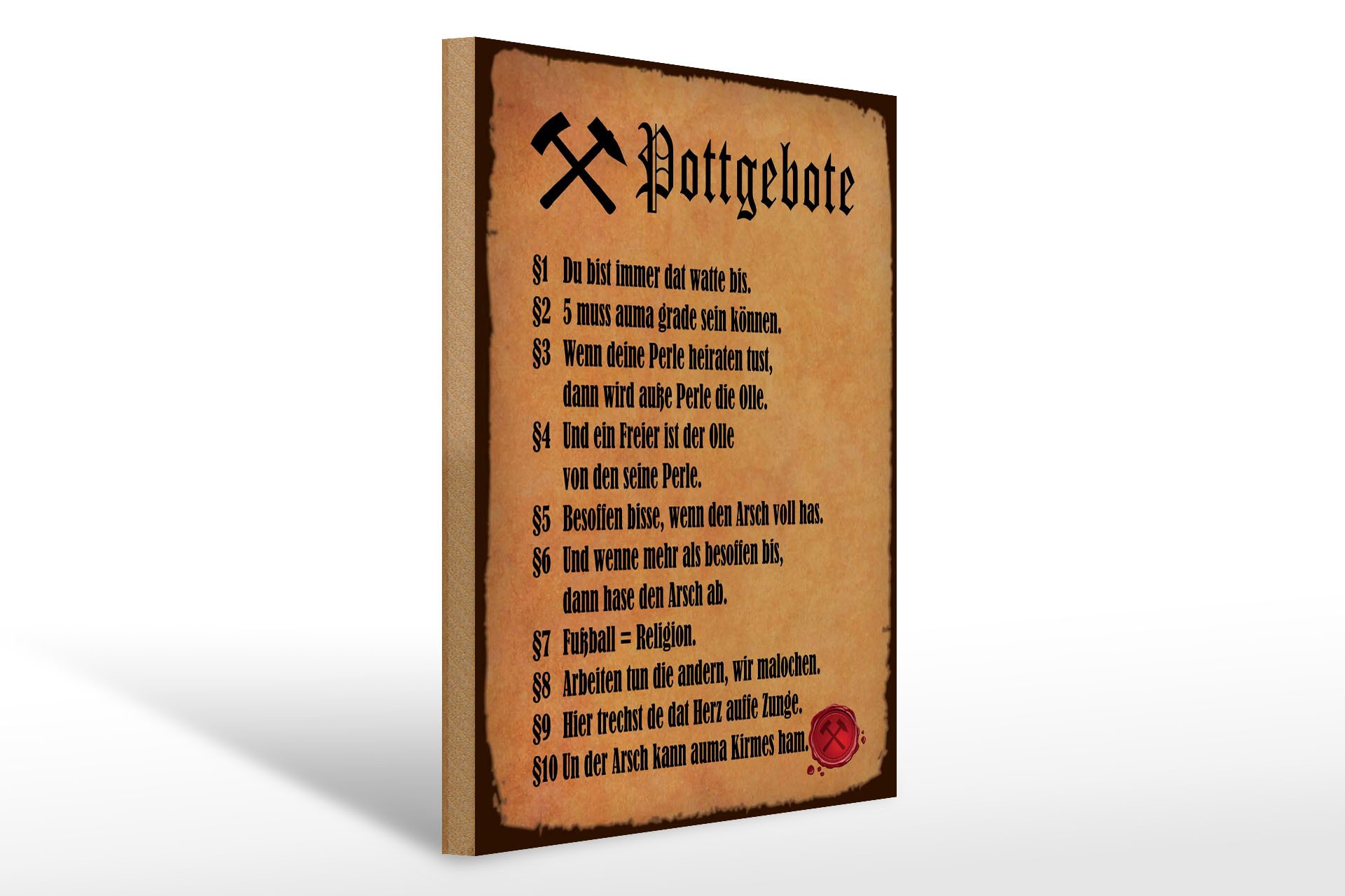 Holzbild Spruch 30x40cm Pottgebote du biste immer dat